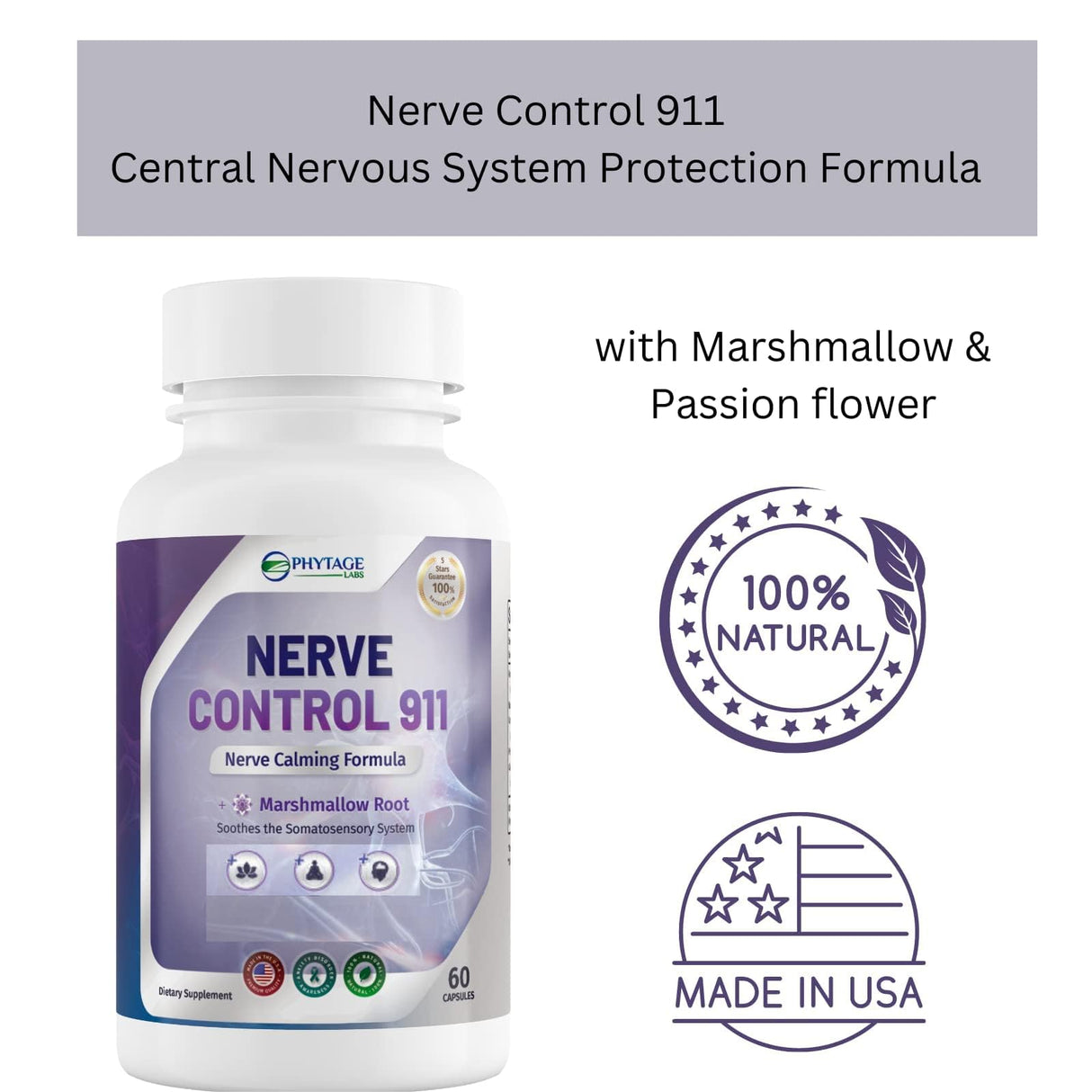 Phytage Labs Nerve Control 911 - Natural Plant Based Nerve Health Supplement - 3 Pack