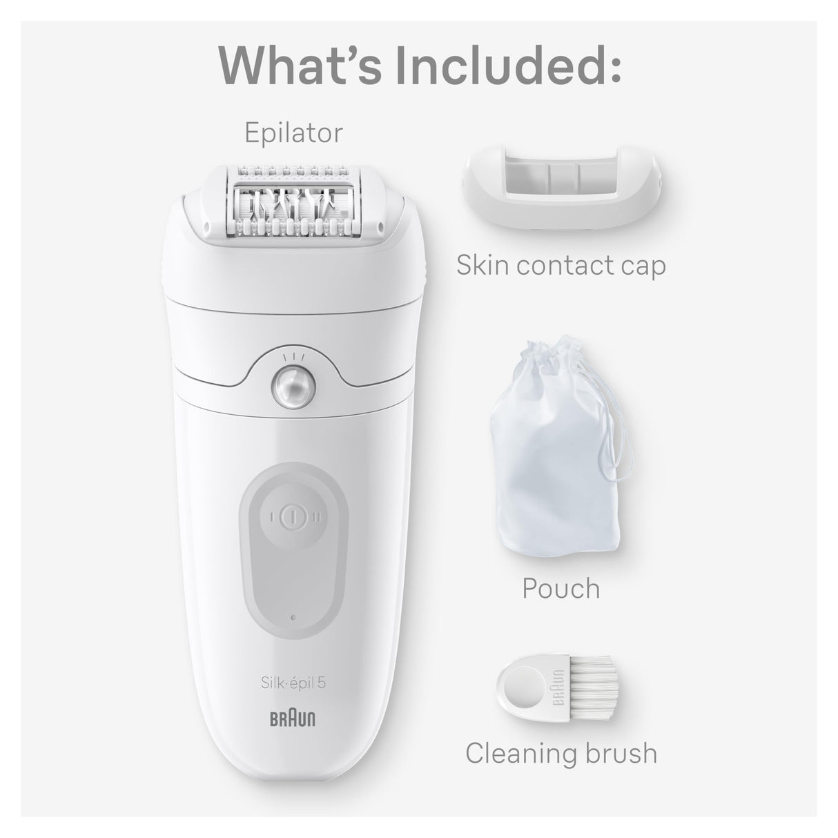 Braun Epilator Silk-épil 5, Hair Removal Device, Women Shaver & Trimmer, Wet and Dry, Includes Skin Contact Cap, SE5-011, Grey