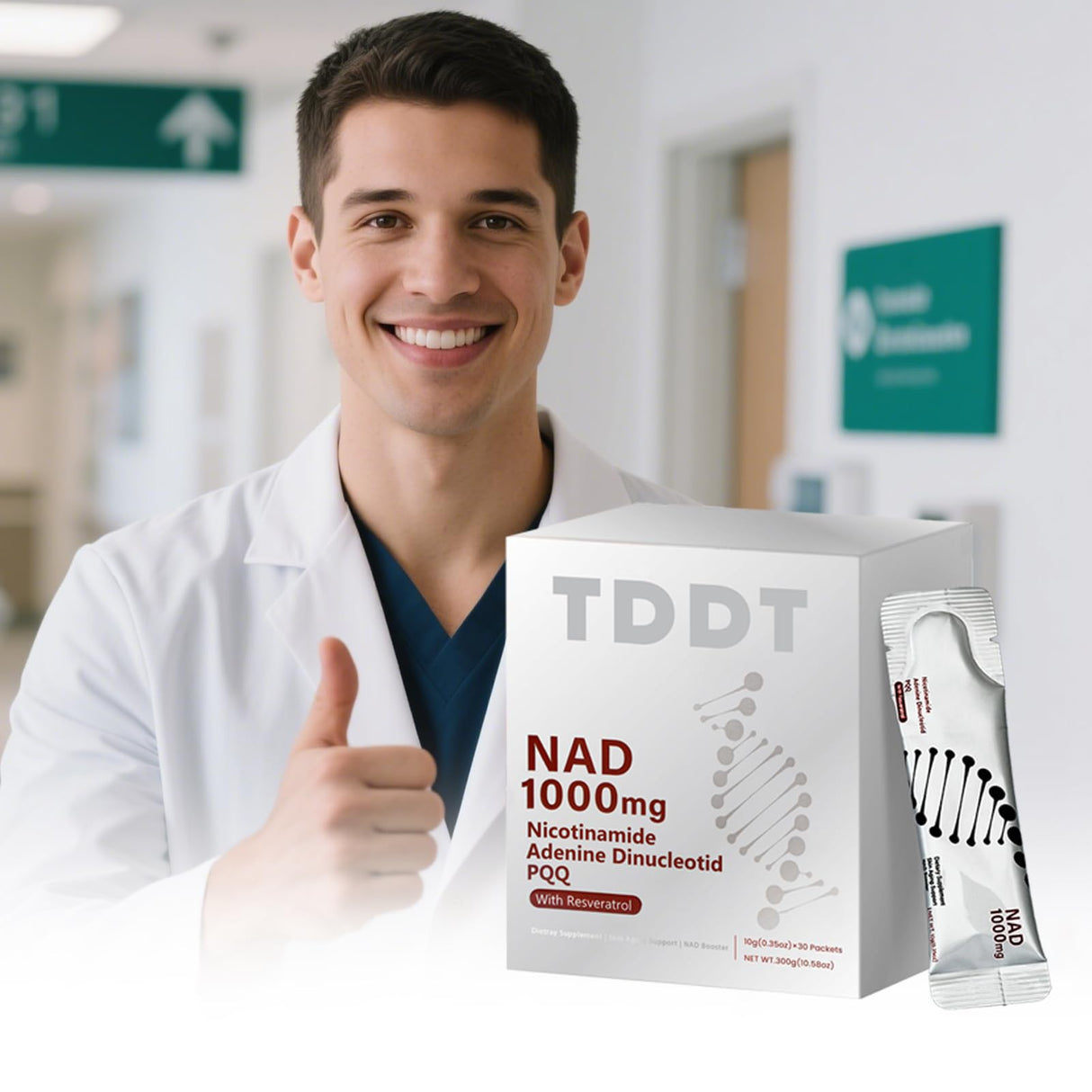 XDWCUFQ NAD 1000mg Liquid – NAD+ Drink Mix with Nicotinamide Riboside, PQQ & Resveratrol – Berry Flavor, Boosts Energy, Focus & Anti-Aging – 30 Packets