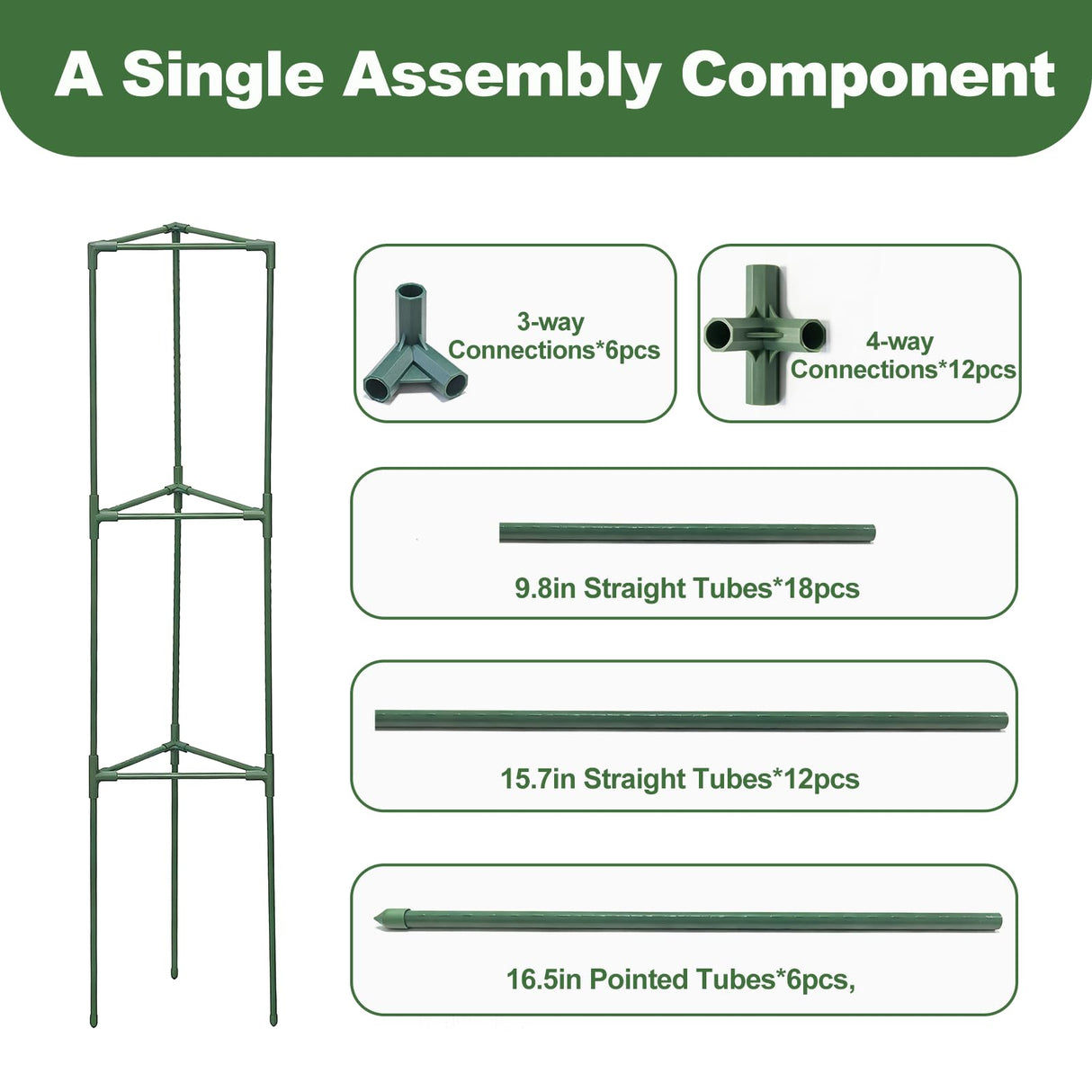 Wikdey Tomato Cages for Garden&Pots, 2 Pack 50" Plant Support Trellis for Tomatoes, Cucumbers, Beans | Heavy-Duty Steel with Rust-Proof Coating | Garden Stakes for Outdoor Indoor Plants