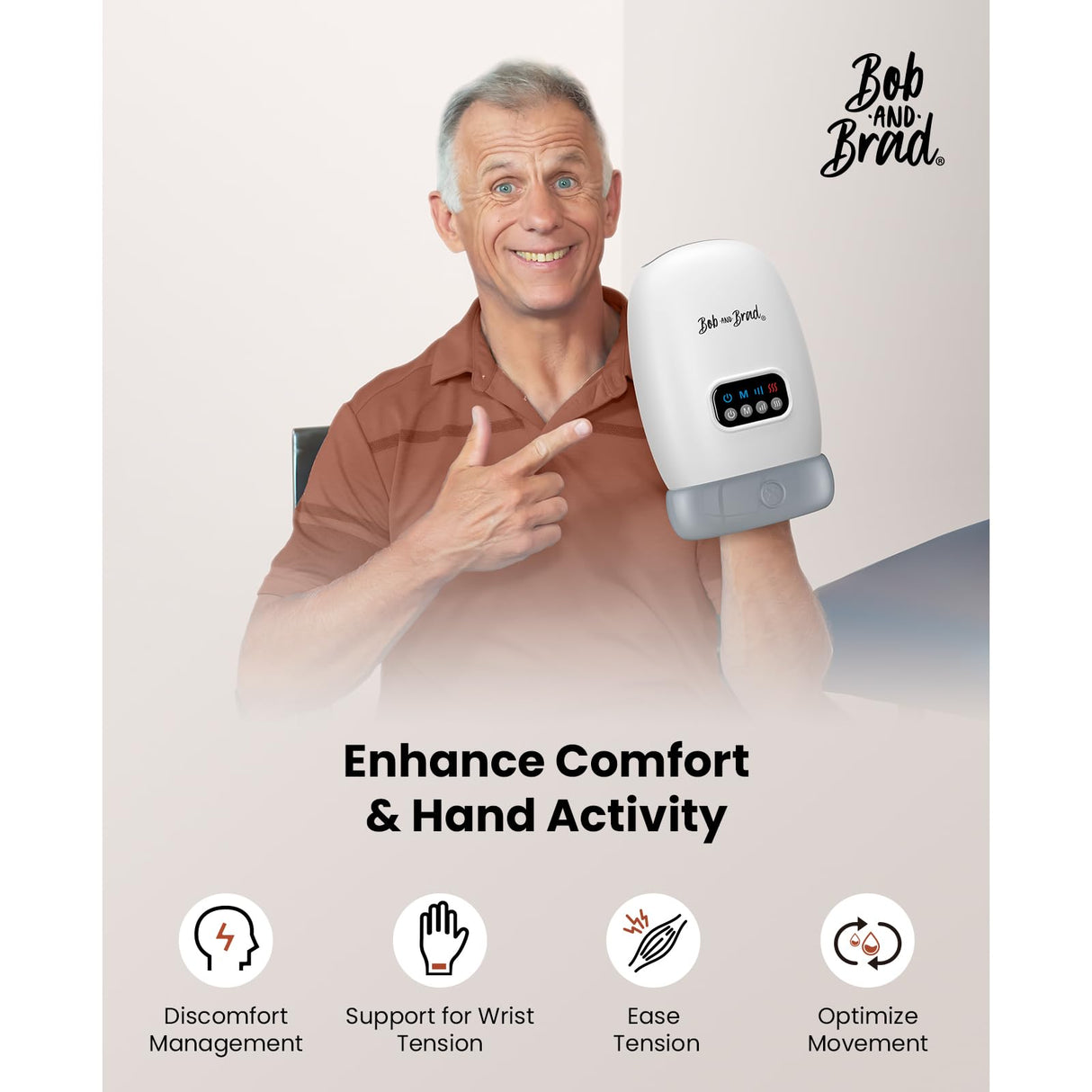 BOB AND BRAD Hand Massager with Heat and Compression, FSA HSA Eligible, Mothers Day Gifts for Mom, H60 Cordless Hand Massager for Arthritis and Carpal Tunnel, Pain Relief Heated Wrist Finger Massage