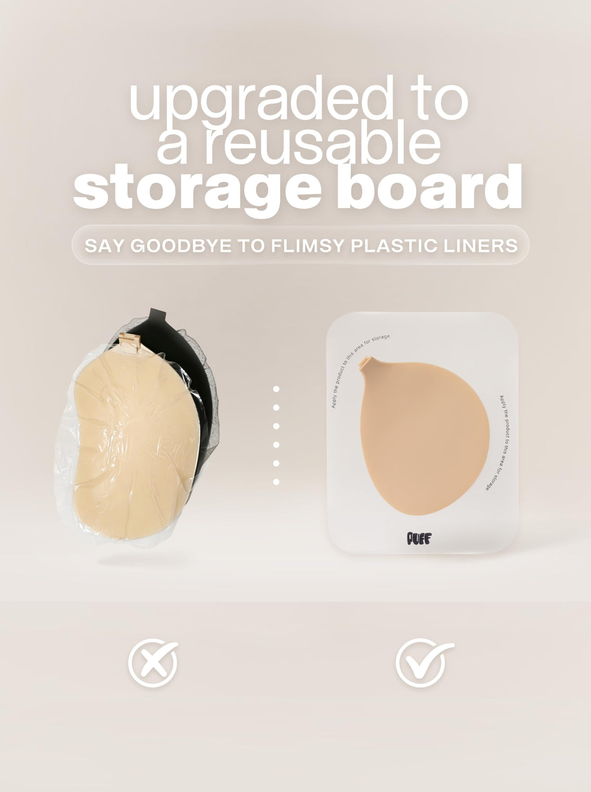 PUFF BODY Sticky Bra for Women, Adhesive Bra Push-Up (A Cup, Beige)