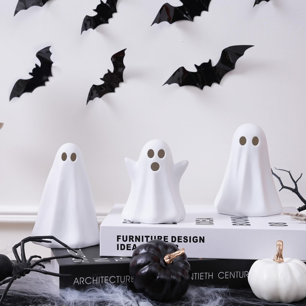 Light Up Ghost Halloween Decor,Ceramic Halloween Ghost Decorations Indoor