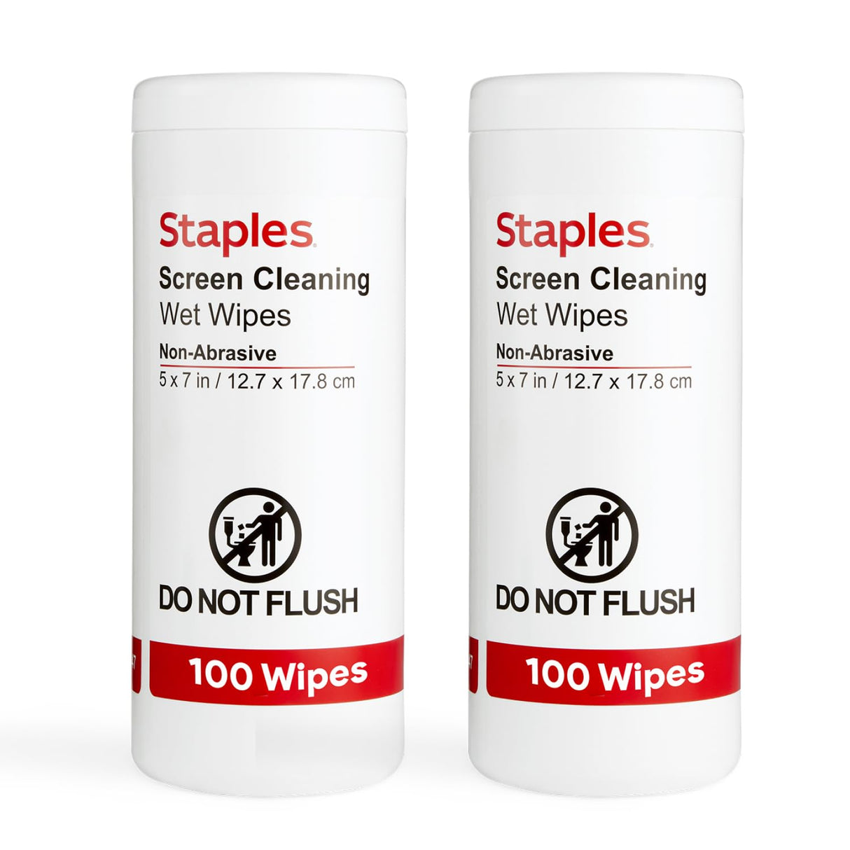 Staples Screen Cleaning Wipes – 100 per Tub, Safe for Monitors, Laptops & Electronics, 2‑Pack