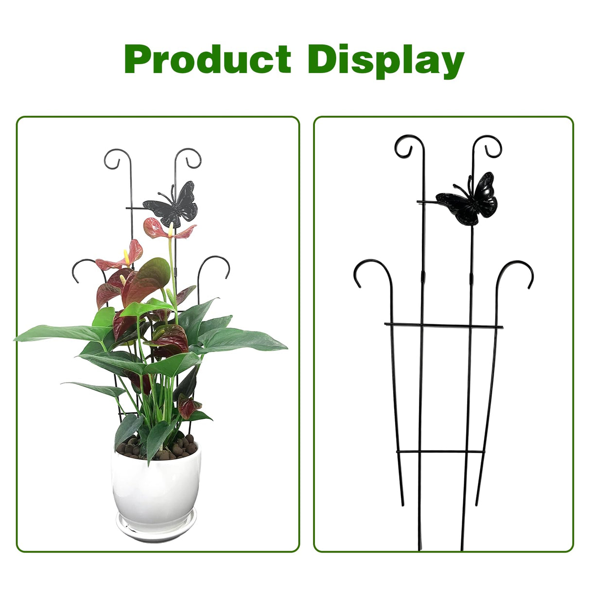 CHOUYUHE 23 Inch Plant Trellis for Potted Plants, Sturdy Metal Houseplant Trellis for Climbing Plants Indoor Outdoor, Rust-Resistant Plant Support for Monstera Pothos Ivy, 4 Pack (4, 23inch)