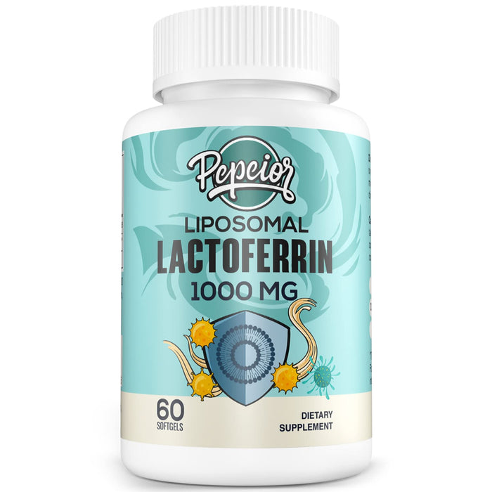 Pepeior Liposomal Lactoferrin 1000 mg Diet - Maximized Lactoferrin - A Component in Colostrum - for Iron Absorption & Immune Function Lactoferrin Supplements for Adults, 60 Softgels (1 Bottle)