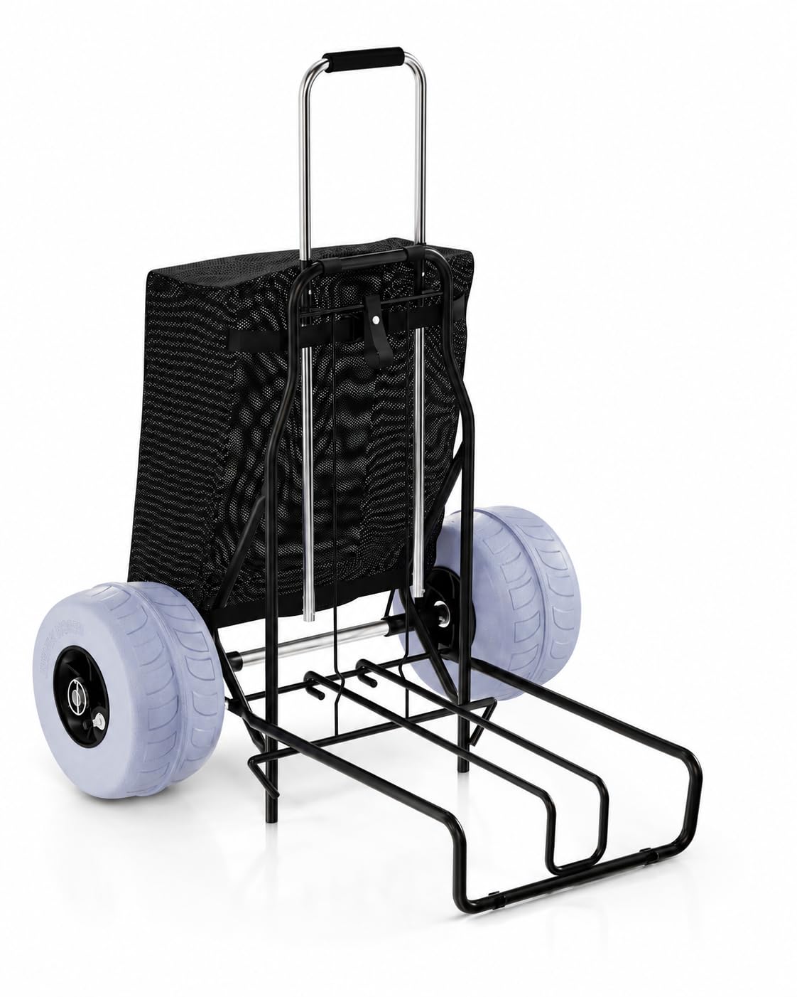 PYY Beach Cart for Sand - Foldable Wagon Dolly Buggy with Big Large Balloon Wheels, 200 LBS Capacity, 9" Rolling Tires, Collapsible Storage Bag for Outdoor Camping Shopping Fishing Gray