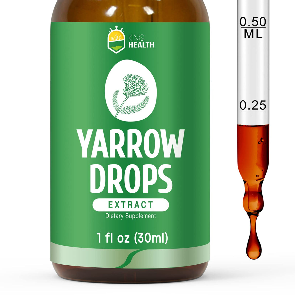 Yarrow Herb Tincture, Organic Yarrow Extract Liquid, 98% Absorption, Vegan, Gluten Free, Non-GMO, Alcohol Free- 1 Fl Oz