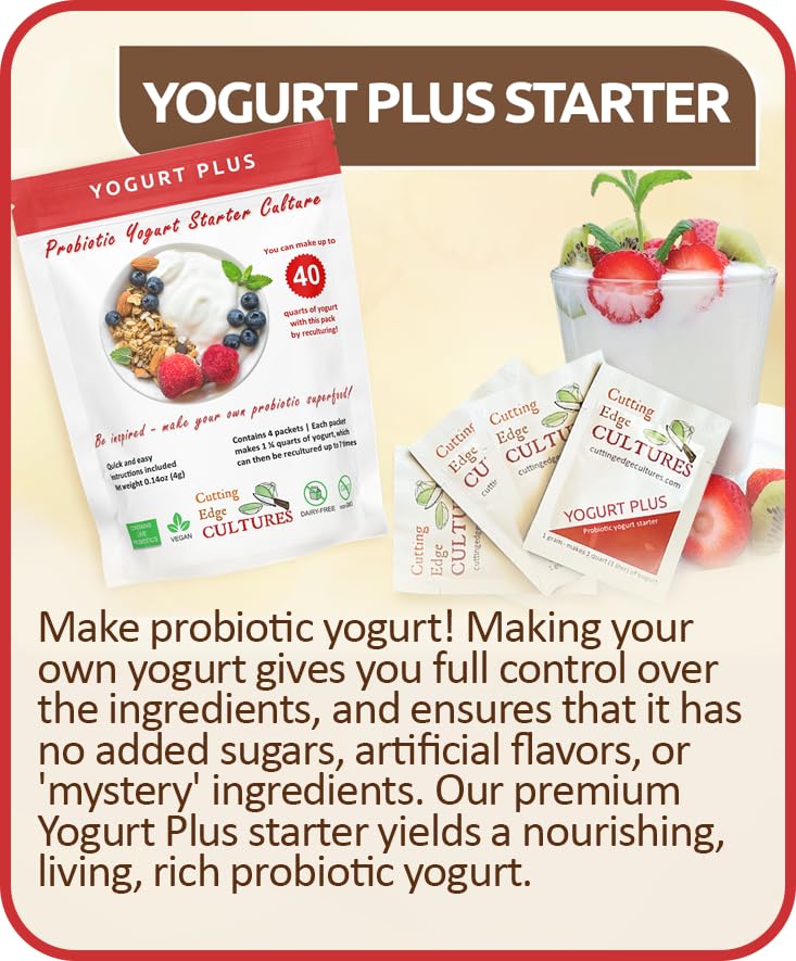 Yogurt Plus Probiotic Yogurt Starter Culture By Cutting Edge Cultures 4 grams 4 Packets
