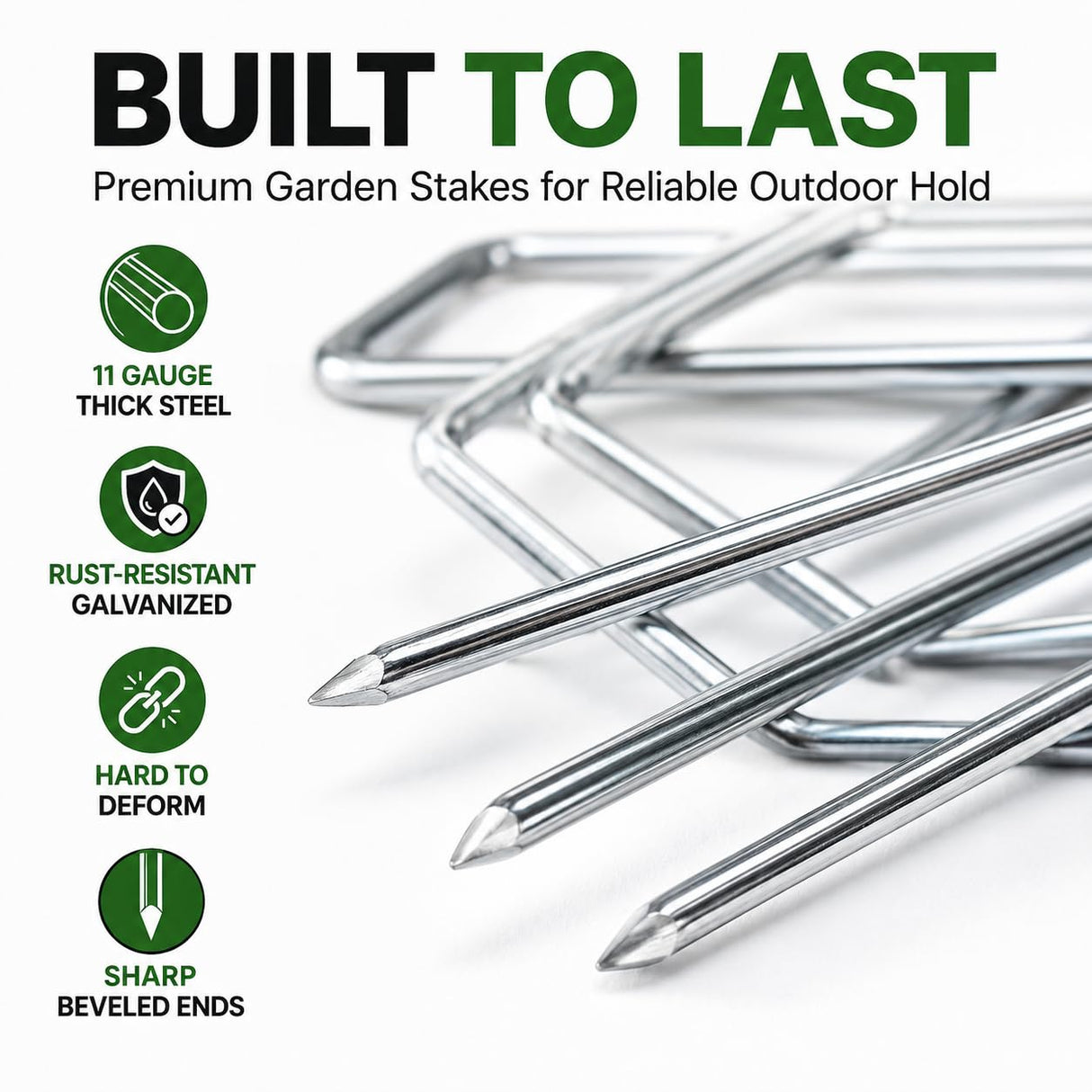 HOOPLE 200Pack 6 Inch 11 Gauge Galvanized Landscape Staples,Stakes for Outdoor Decorations, Anti-Rust Staples for Weed Barrier Fabric, U-Shaped Tent Stakes (200)