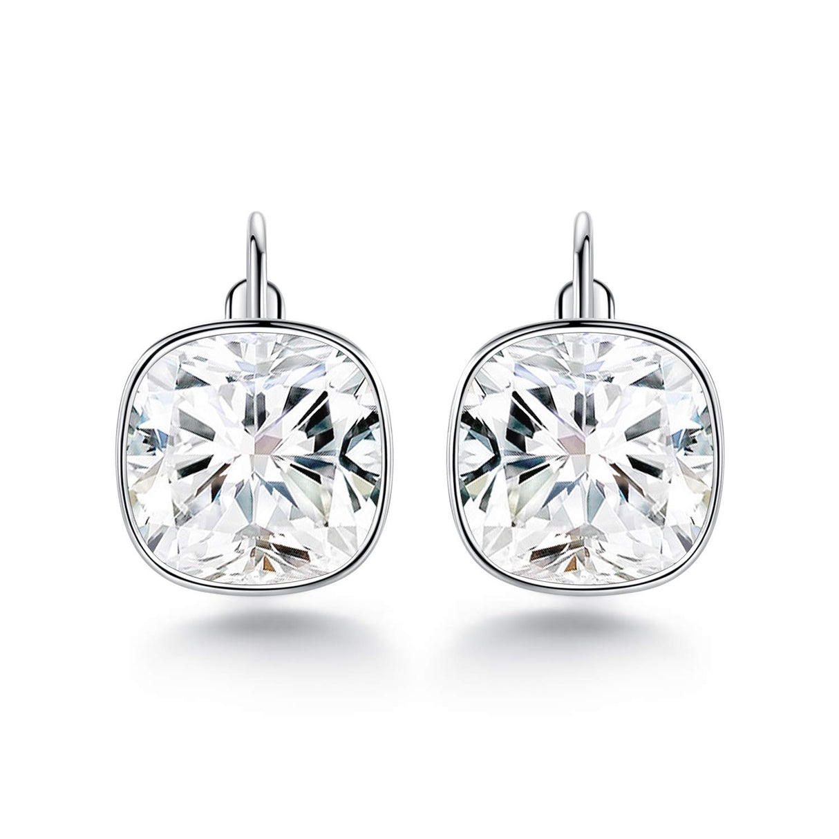 White Bella Drop Earrings Crystals 18K White Gold Plated Hypoallergenic Jewelry for Women