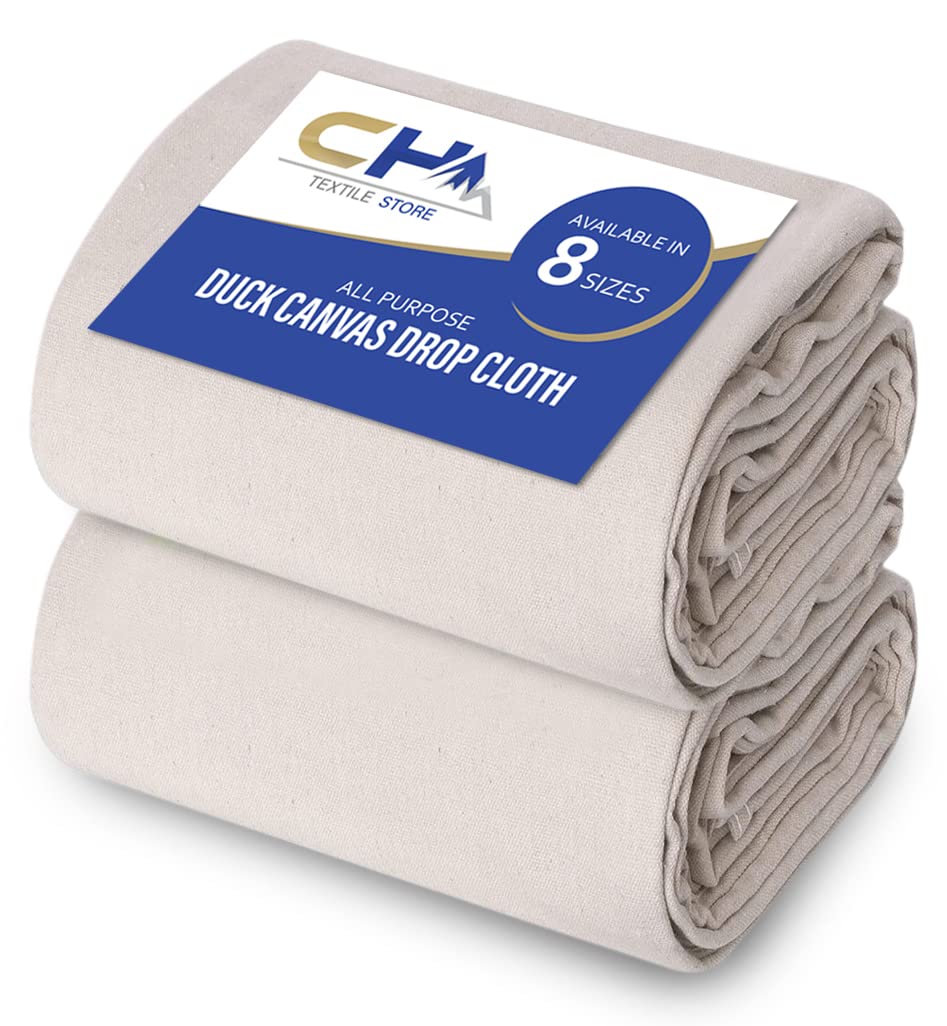 Canvas Painters Drop Cloth (Size 9 x 12 Feet - Pack of 2) - Pure Cotton Paint Drop Cloth for Painting, Curtains, Furniture & Floor Protection - All Purpose Thick Canvas tarp with Double Stitched Edges