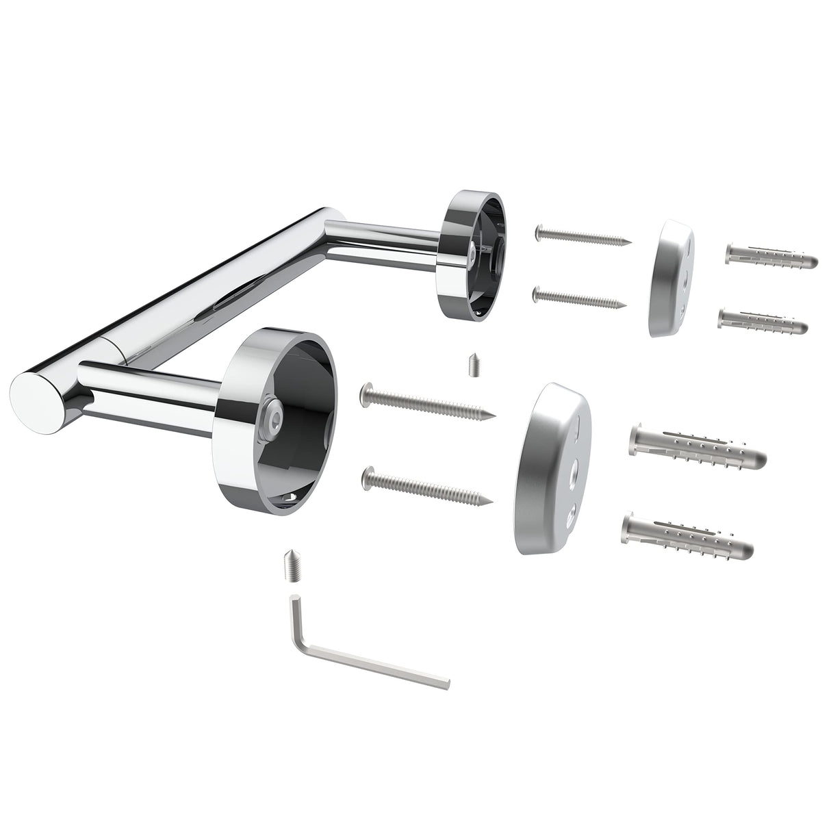 RARXTR Toilet Paper Holder Chrome SUS304 Stainless Steel Double Post Pivoting Polish Chrome Toilet Paper Roll Holder Wall Mounted Toilet Tissue Holder for Commercial Bathroom RV, Polished, 2 Pack