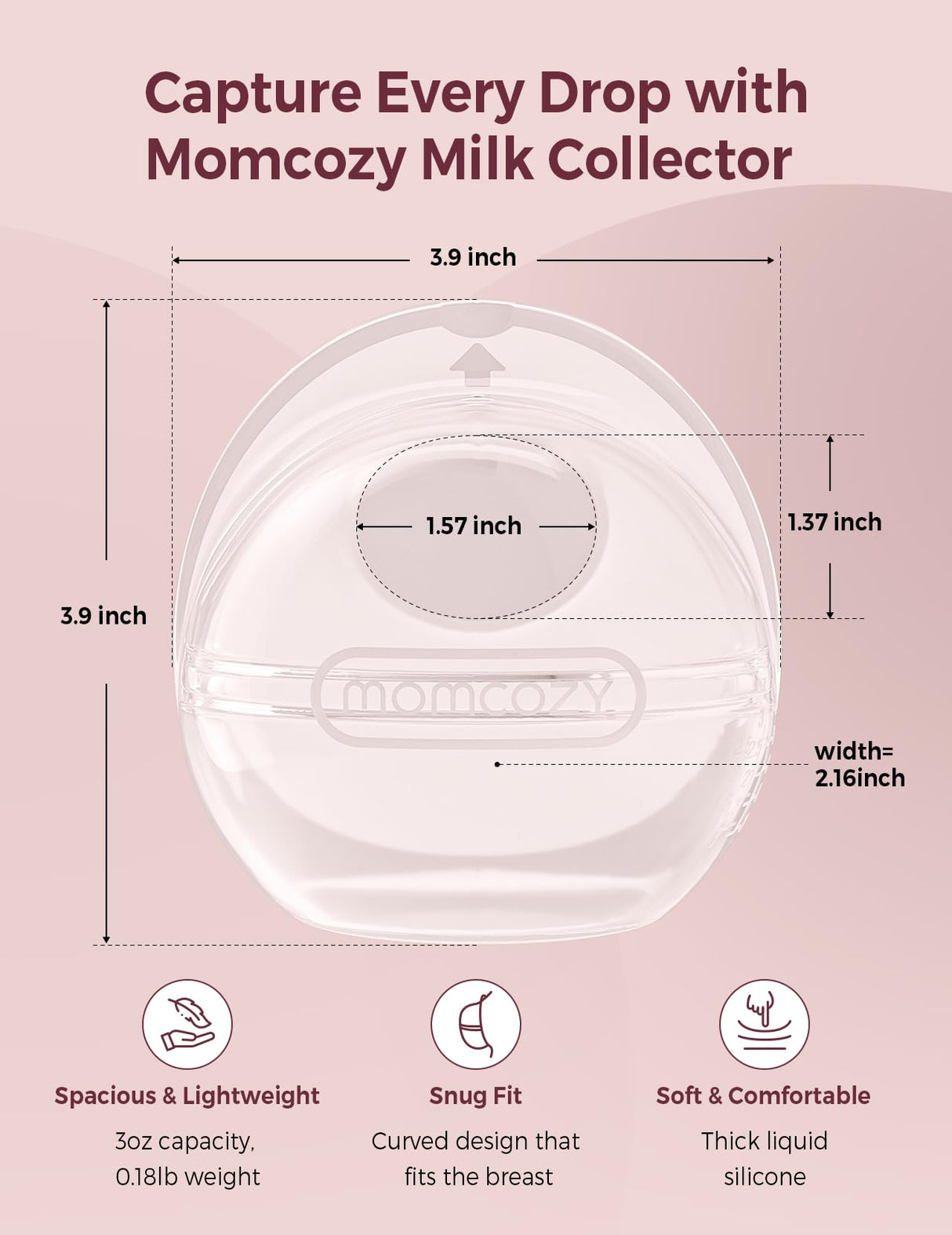 Momcozy Breast Milk Collector, Milk Collectors for Breastfeeding, Reusable Breast Milk Shells, Silicone Catcher with More Fit & Soft (3oz/90ml, 2 Counts)