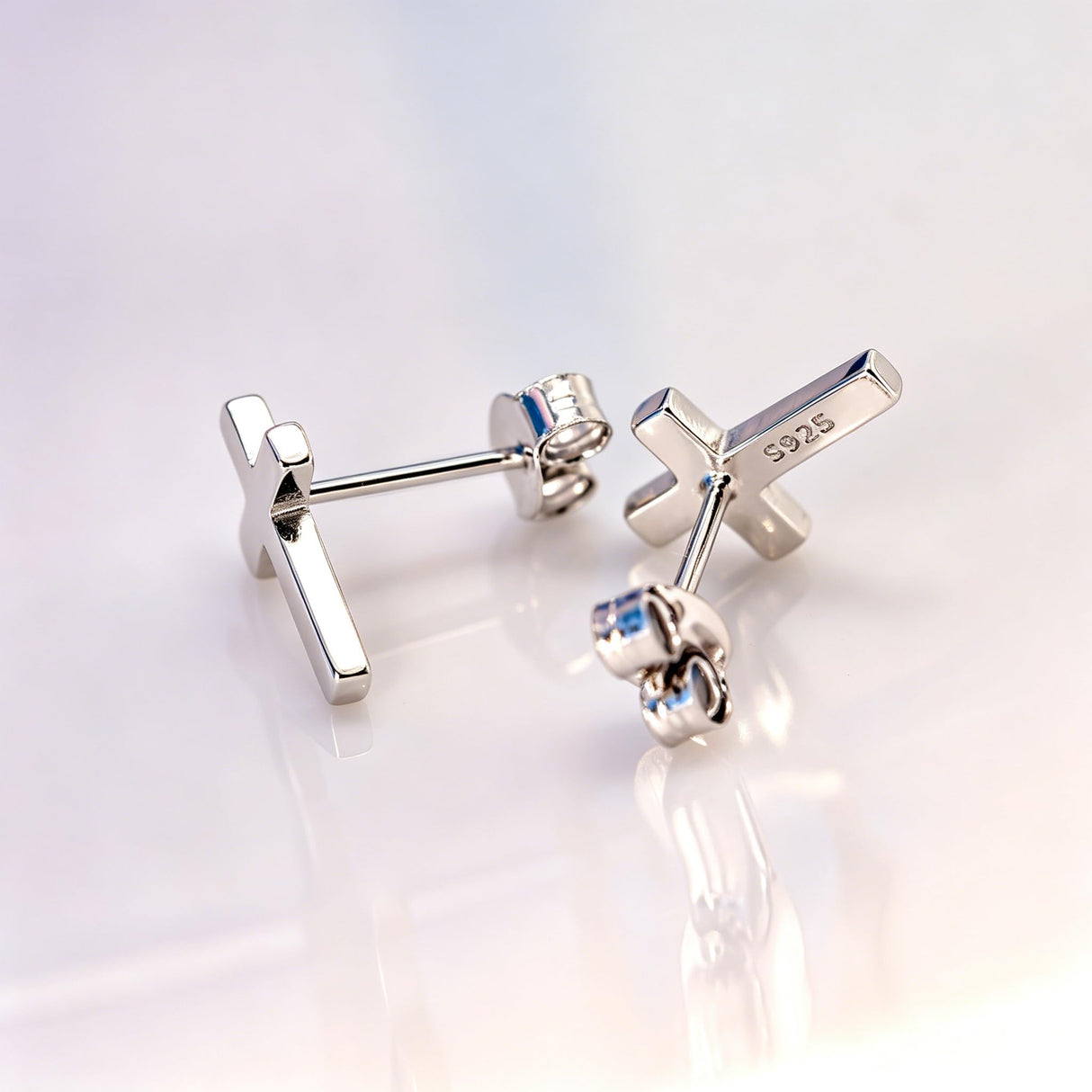 HANFLY 925 Sterling Silver Cross Stud Earrings Fashion Earrings