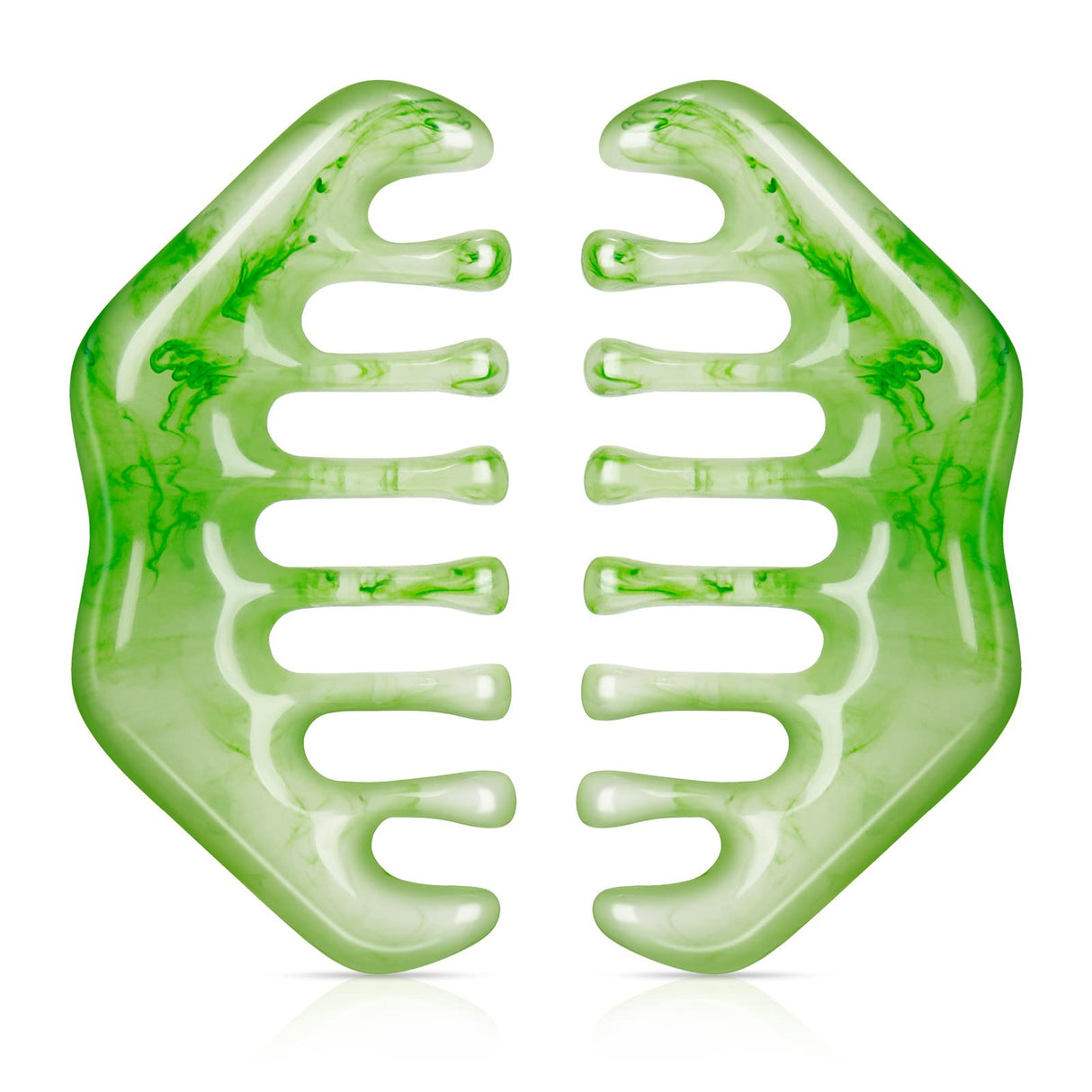 Geiserailie 2 Pieces Jade Combs Massage Stone Hair Gua Sha Scraping Scalp Comb Facial Massage Tool Multifunctional Handheld Head Tools Head Caring Therapy Mother's Day Gift(Elegant Style)