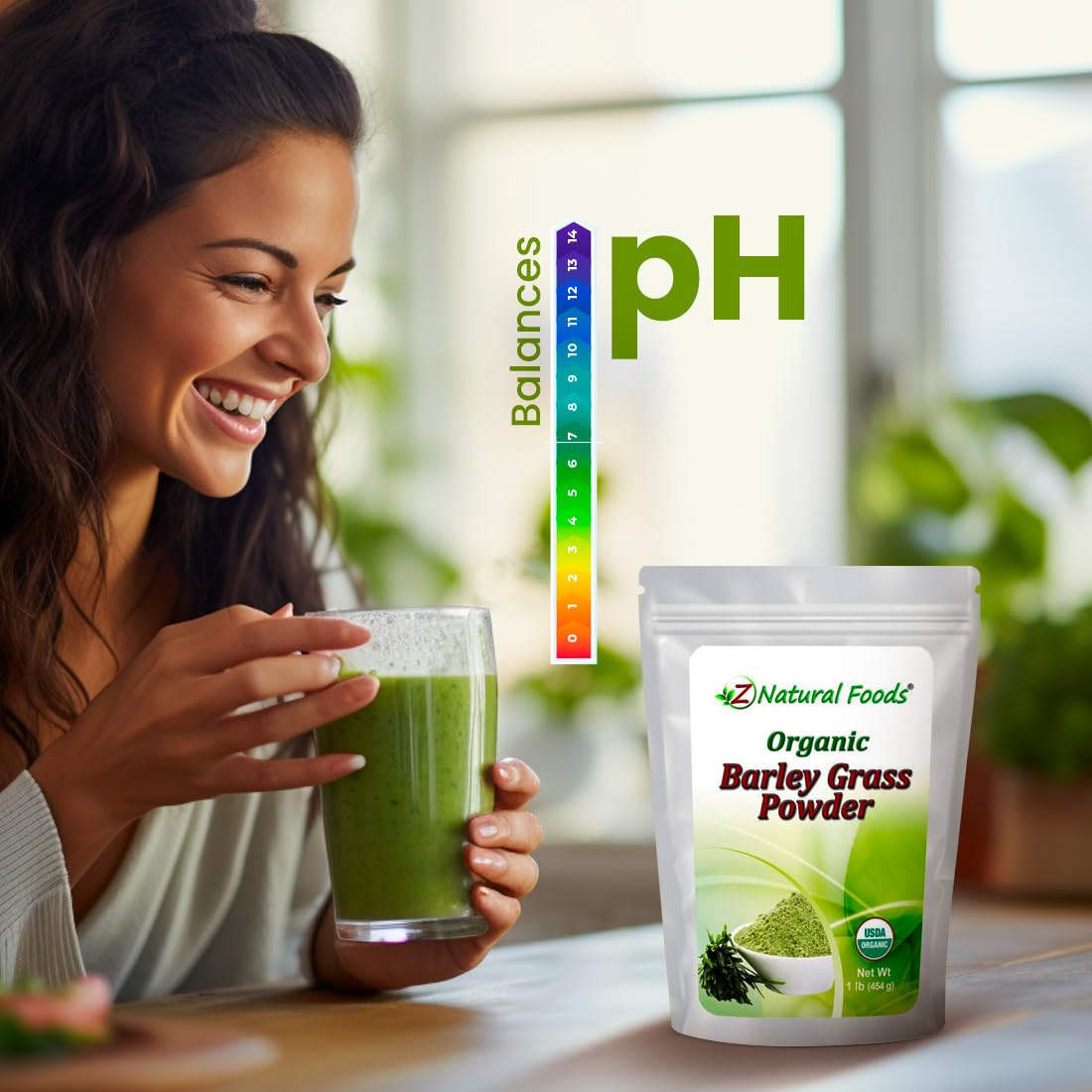Z Natural Foods Organic Barley Grass Powder - USDA Organic Whole Food Green Blend for Energy Boost, Detox & pH Balance with Amino Acids, Minerals - Antioxidant Mix for Juice, Water, Smoothies, 1 lb