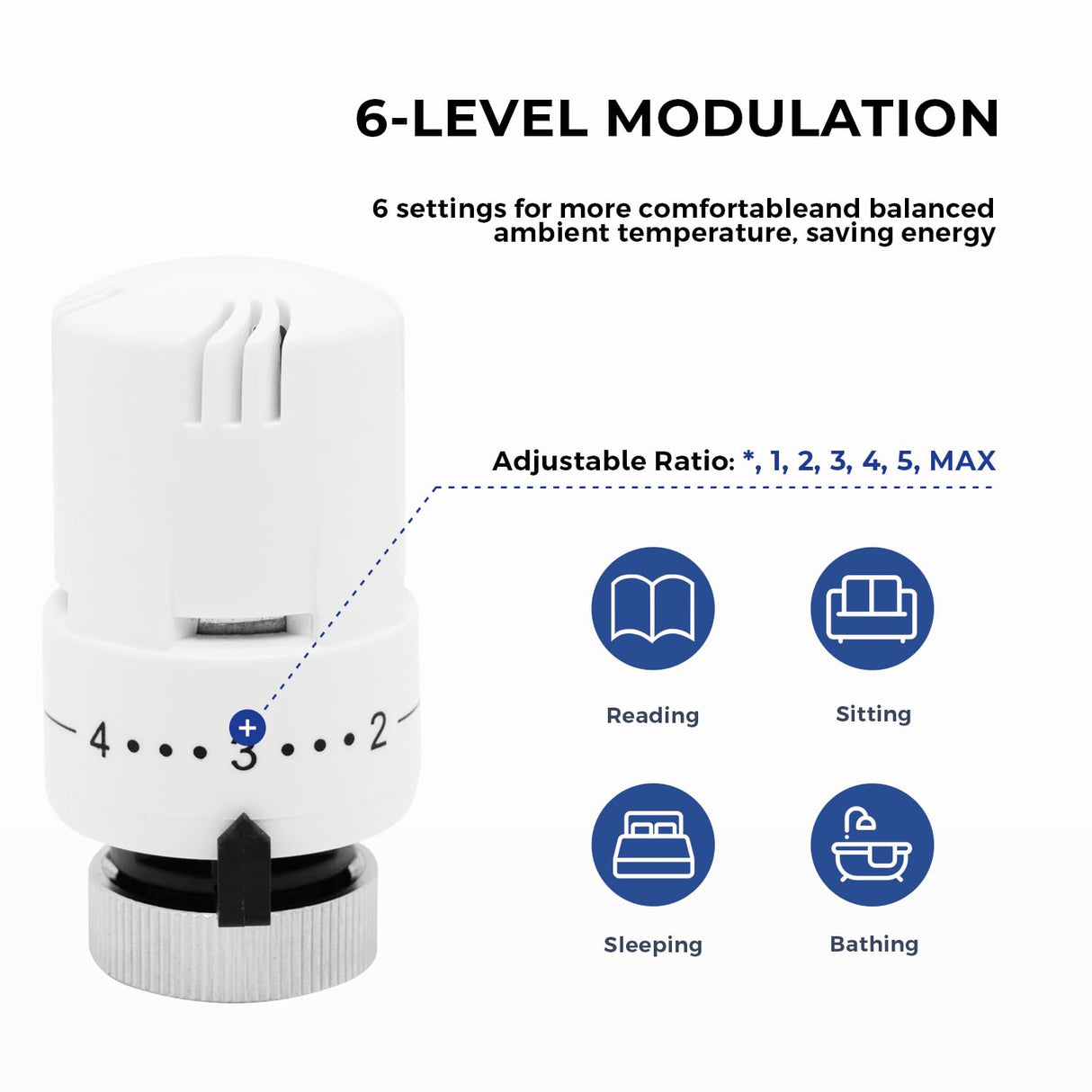 Thermostatic Radiator Valve Angled - Vancoco Thermostatic Valve for a Verti Cal Radiator TRV & Lockshield 1/2" x 15mm for Radiator Central Heating