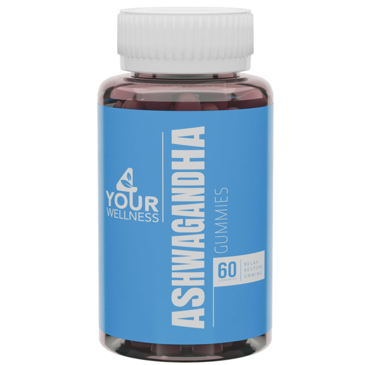 4 Your Wellness Ashwagandha Gummies Mixed Berry KSM-66, Lion's Mane, Vitamin-D, Non-GMO, Gluten-Free, Gelatin Free & Kosher (60 Count (Pack of 1))