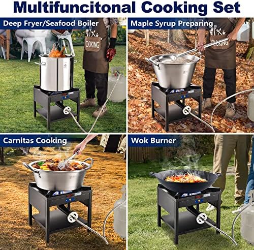 ARC Single Burner Propane Stove, 200,000BTU Cast Iron High Pressure Outdoor Propane Burner Cooker,16.5"Heavy Duty Square Stove, Great For Outdoor Cooking Turkey Fry,Seafood Boil,Homebrewing