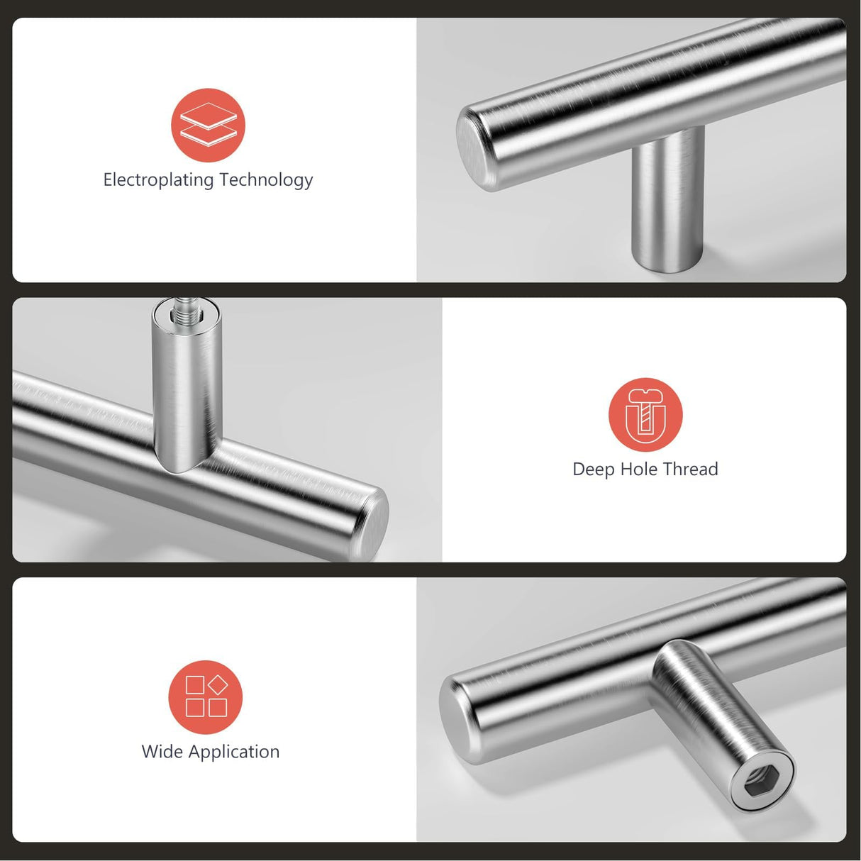homdiy 15 Pack Brushed Nickel Cabinet Pulls 3 Inch Handles Stainless Steel Cabinet Hardware for Kitchen and Bathroom Cabinets, 5 Inch Overall Drawer Pull
