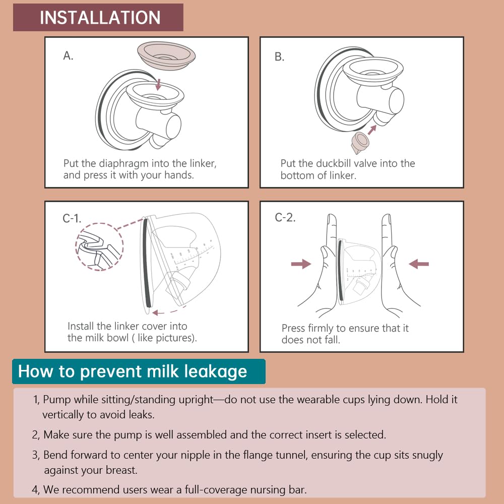 PumpMom-us Wearable Breast Pump Collection Cup Compatible with Spectra S1 S2 9 Plus and SG, Replace Pump Kits 27mm Flange and 17/19/21/24mm Insert Included