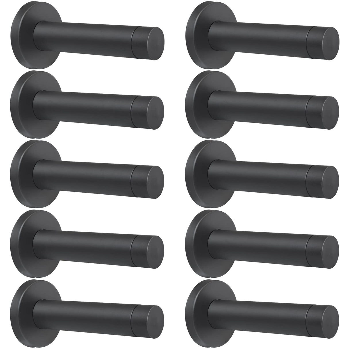 DOKU 10Pcs Door Stop, 3.5 Inch Heavy Duty 304 Stainless Steel Door Stopper with Rubber Tips Bumper, Wall Mounted Door Holder Protection Sound Dampening, Matte Black