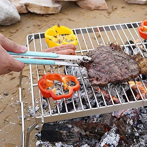ZORMY 17" Large Folding Campfire Grill, 304 Stainless Steel Firepit Grill Grate, Heavy Duty Portable Camping Grill with Carrying Bag, Gas BBQ Grill Grate for Backpacking, Hiking, Picnics (Large)