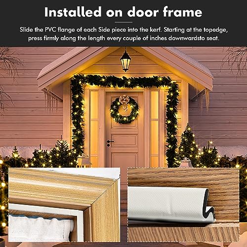 BBTO Weather Stripping Door Seal Strip Kerf Soundproof Strip V-Shaped Q Foam Weather Stripping Exterior Door Frame for Summer Windows Large Gap Seal and Easy Installation(40 Feet,White)