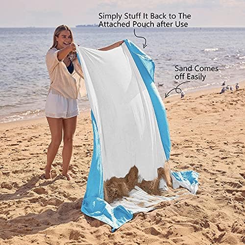 WEKAPO Beach Blanket Sandproof Waterproof, Extra Large Beach Mat, Oversized & Compact Sand Free Mat Quick Drying, Lightweight & Durable with 6 Stakes & 4 Corner Pockets