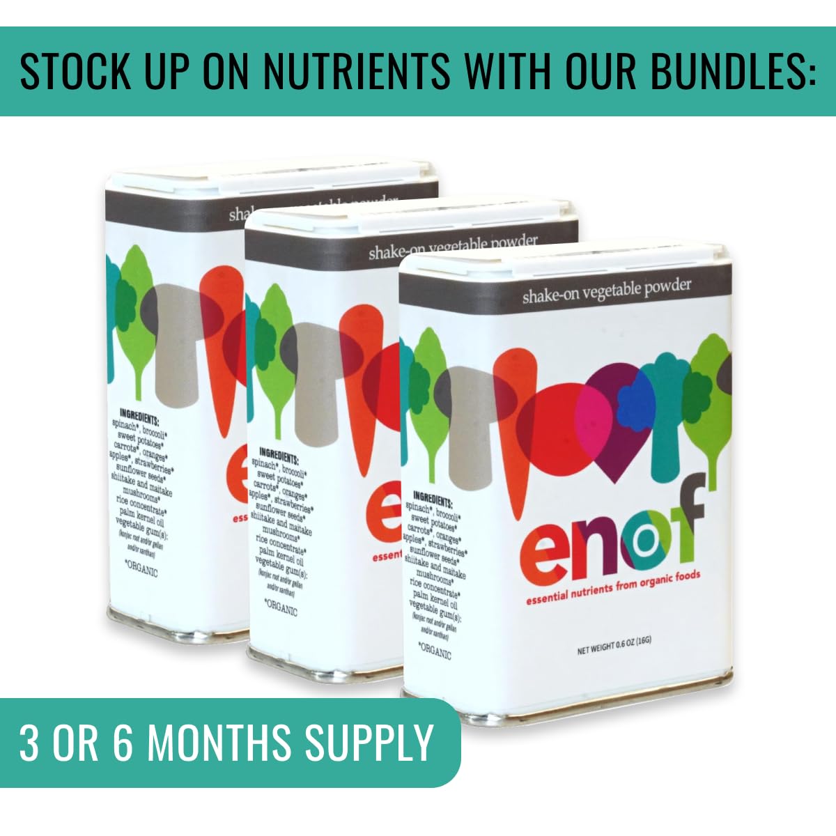 ENOF Organic Fruit and Vegetable Powder Supplement Kids & Adults | 10 Clean Ingredients - Strawberry, Spinach | Gluten & GMO Free Vegetable Powder for Kids | 60 Servings, 1 Mo. Supply, Made in USA