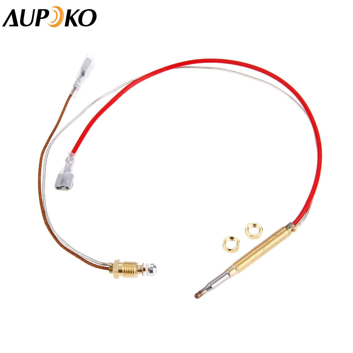 Aupoko Patio Heater Thermocouple, Outdoor Propane Gas Patio Heater Replacement Parts, M8 x 1 End Connection Nuts Thermocouple 410 mm Length M6 x 0.75 Head Thread with 6.3 MM/0.25'' Flat Terminal