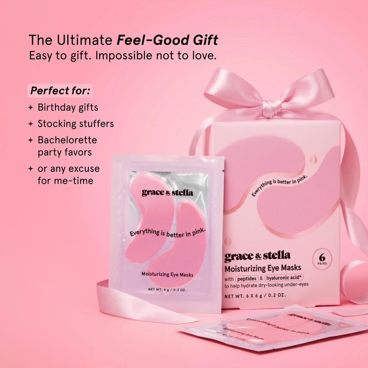 grace & stella Award Winning Moisturizing Under Eye Masks (24 Pairs, Pink)