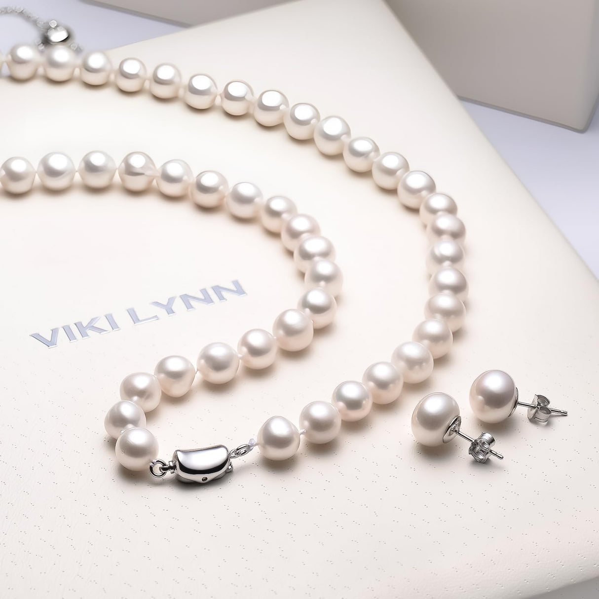 VIKI LYNN Freshwater Cultured Pearl Necklace Set Includes Stunning Bracelet and Stud Earrings Jewelry for Women