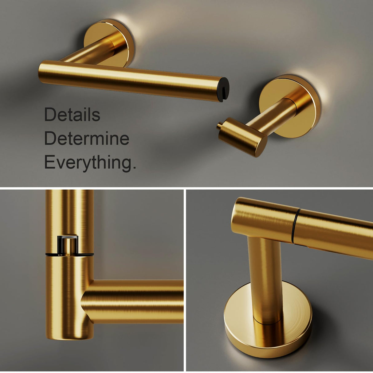 POKIM Toilet Paper Holder Matte Black and Gold, Metal Bathroom Rotating Paper Roll on Wall Mounted with Lock, SUS 304 Stainless Steel Mix Color Toilet TP Large Mega Roll Holder Classic