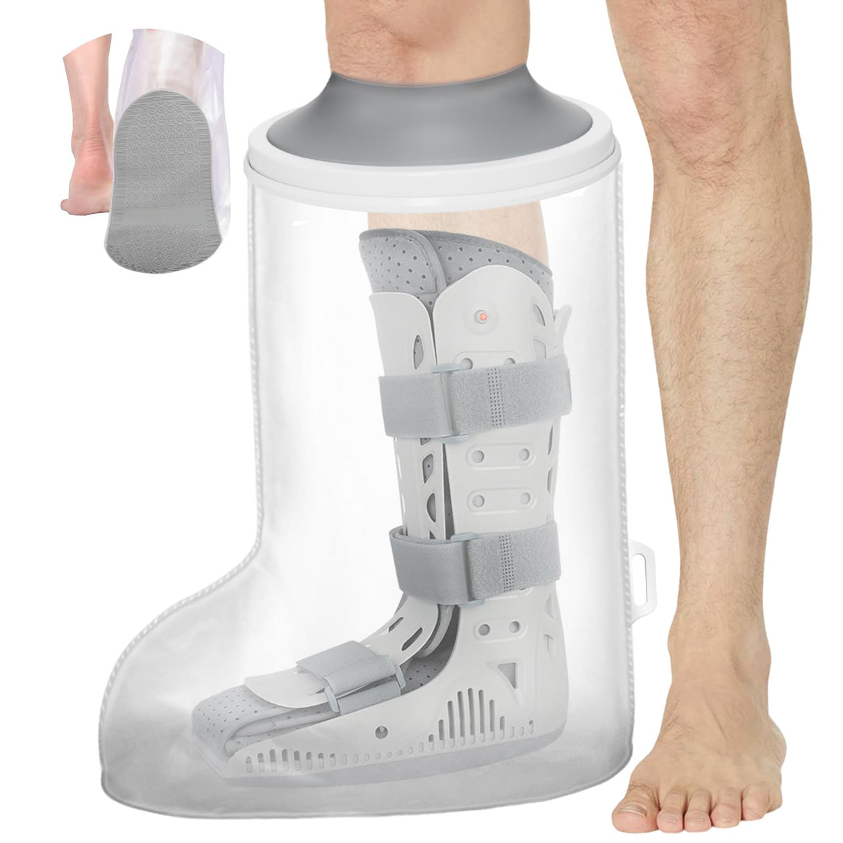 Waterproof Extra Wide Cast Covers for Shower Leg with Upgraded Non-Slip Bottom, Extra Large Cast Protector for Shower Leg Foot Ankle, Watertight Leg Cast Cover for Plus Size Adults Surgery Casts Boots
