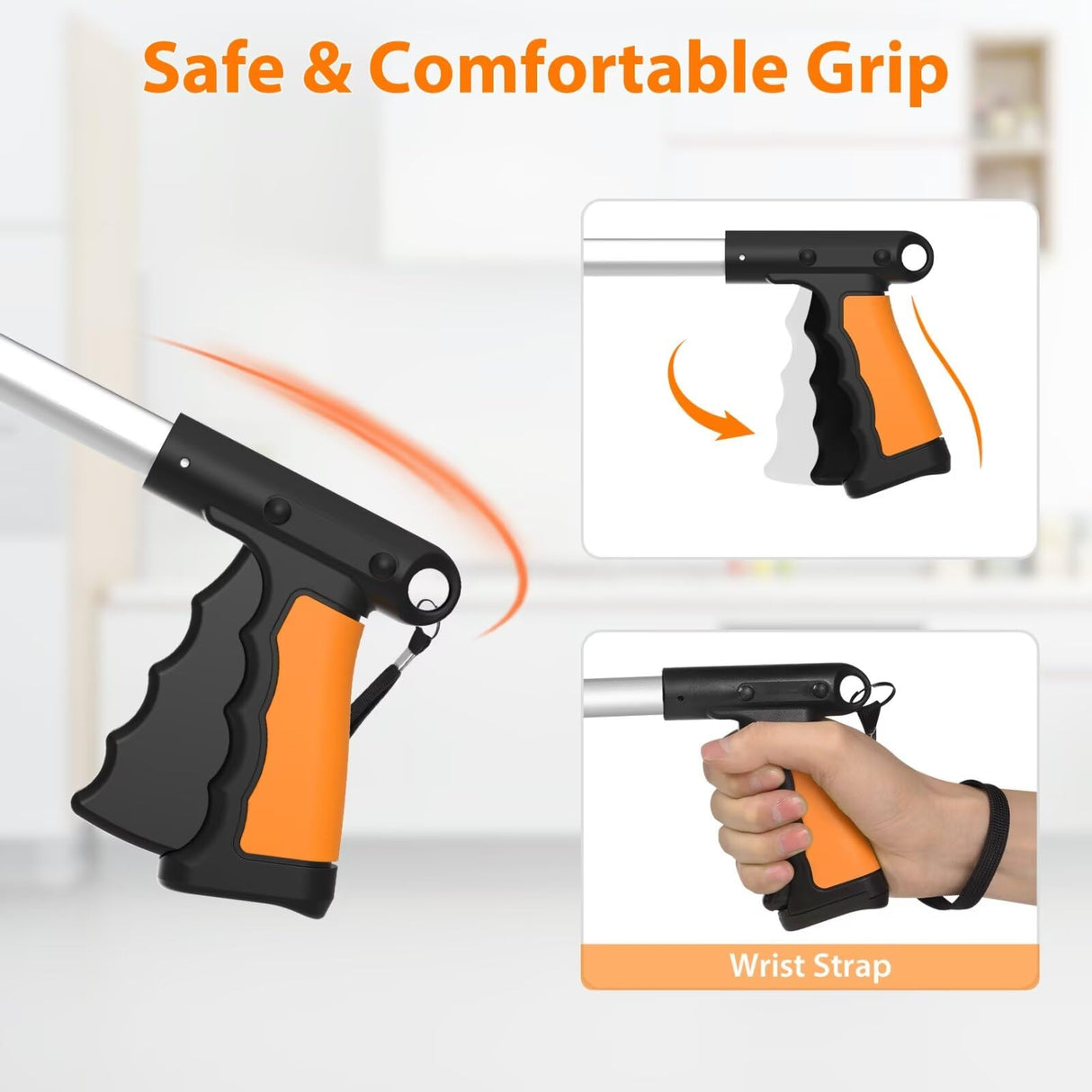 2-Pack 43" Extra Long Grabber Reacher Tool, Foldable Reacher Grabber Pickup Tool with 360° Rotating Jaw + Magnets, 4" Wide Claw Opening Trash Picker Upper Grabber, Grabbers for Seniors Heavy Duty