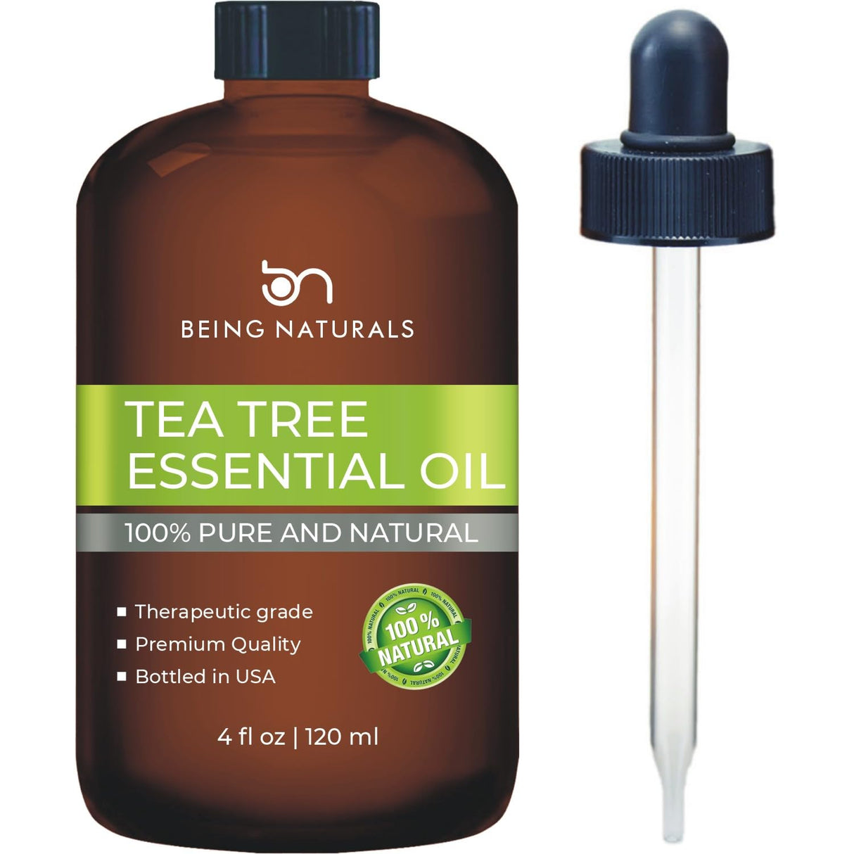 Tea Tree Essential Oil - Huge 4 FL OZ - 100% Pure & Natural – Premium Natural Oil with Glass Dropper (Tea Tree)