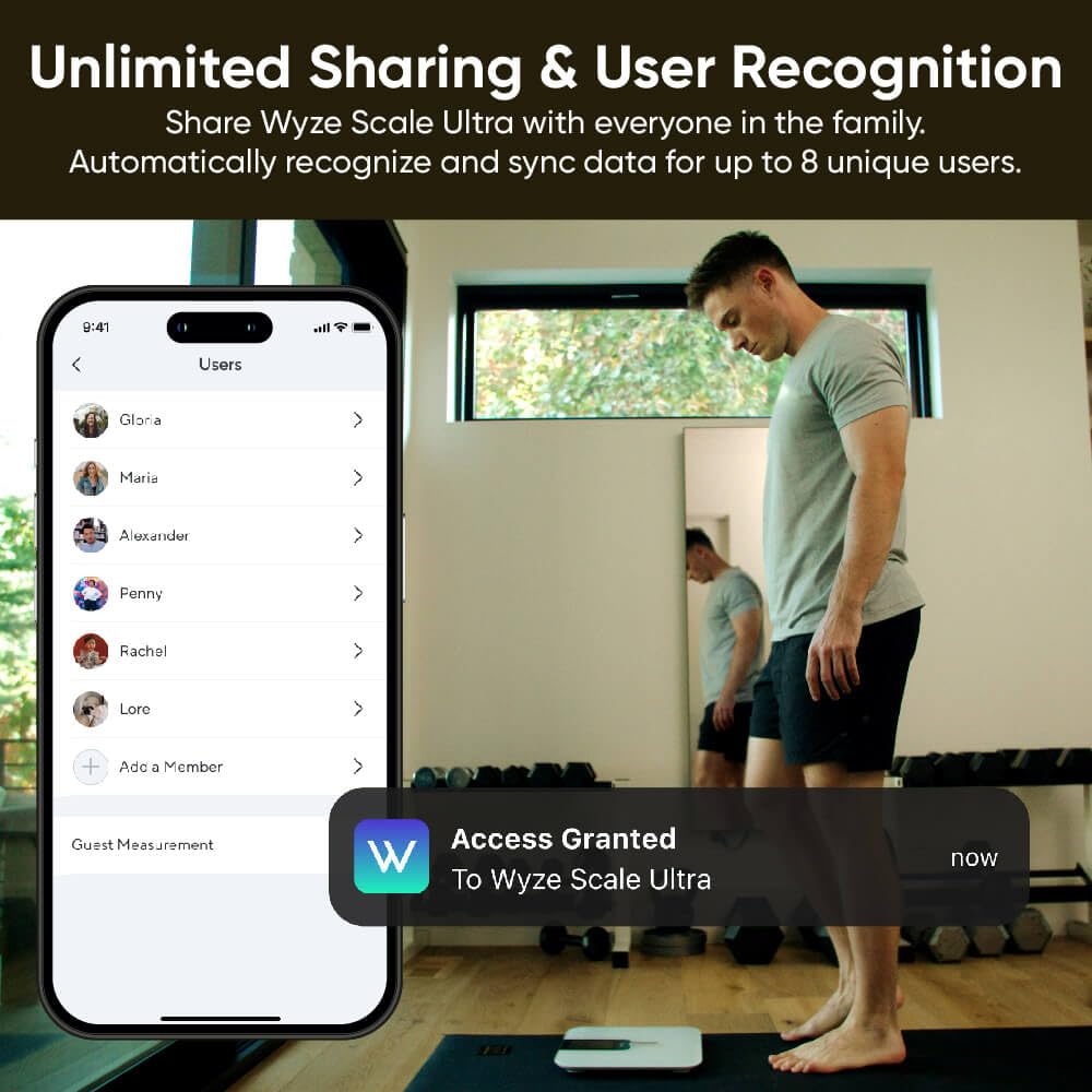 Wyze Scale Ultra, Smart Scale with 4.3" Color Display, Digital Bathroom Scale for Body Weight BMI Muscle Mass Composition, Wi-Fi & Bluetooth Body Fat Scale with Heart Rate- White