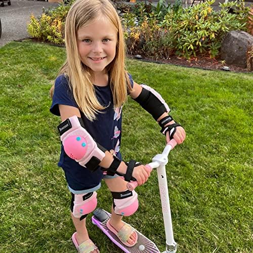 BOSONER Kids/Youth Knee Pads Elbow Pads Wrist Guards Set for 3-15 Years, Child Protective Gear Set for Roller Skates, Cycling, BMX Bike, Skateboard, Inline Skating, Scooter Riding Sports…