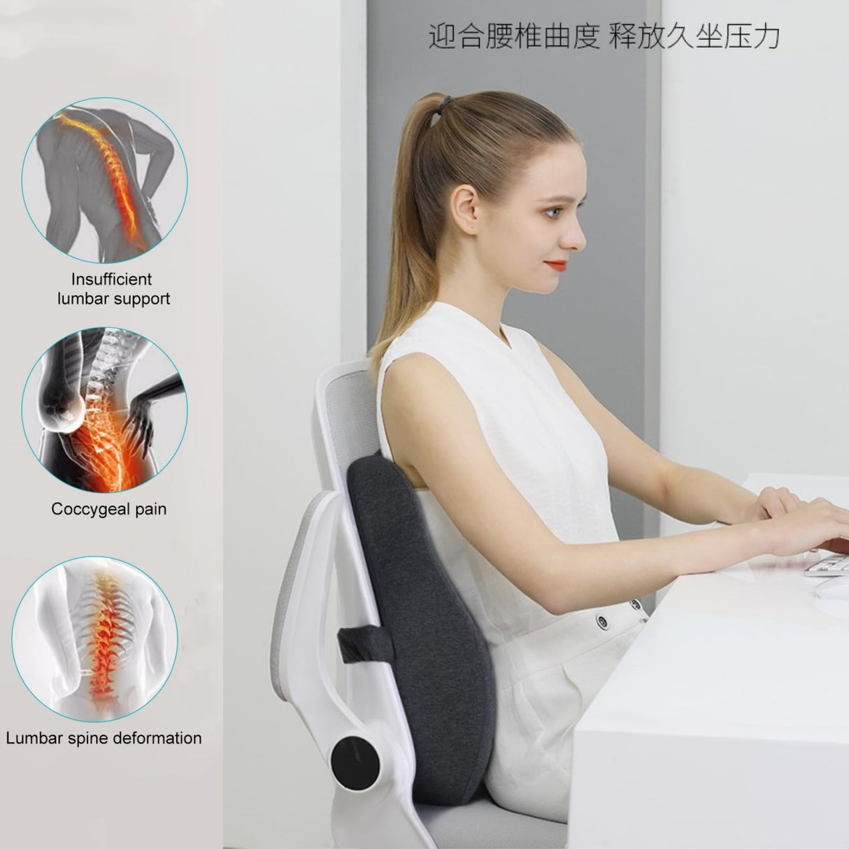 Karmadrenix Coccyx Seat Cushion, Sciatica Pain Relief Tailbone Cushion for Office Chair, Car Seat, and Home Seat, Office Chair Cushions for Back and Butt(Dark Grey)