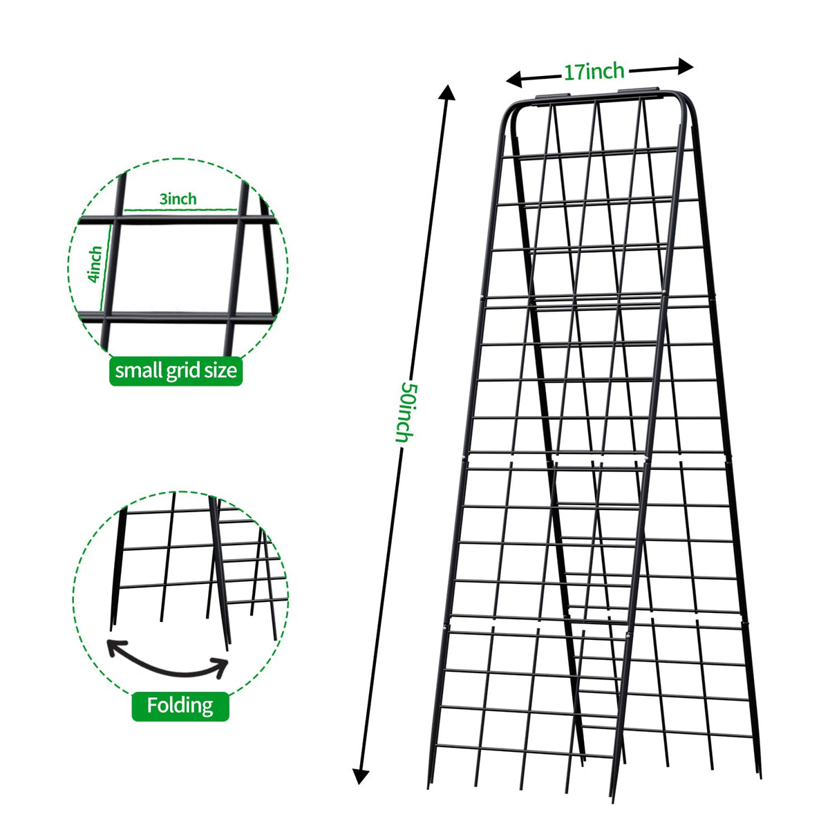 DOLEMODUO Heavy Duty Trellis for Climbing Plants, 50"x17" Adjustable Height Steel Cucumber Trellis, Powder Coated Metal Garden Trellis for Raised Beds,Tomatoes, Cucumbers & Outdoor Vines