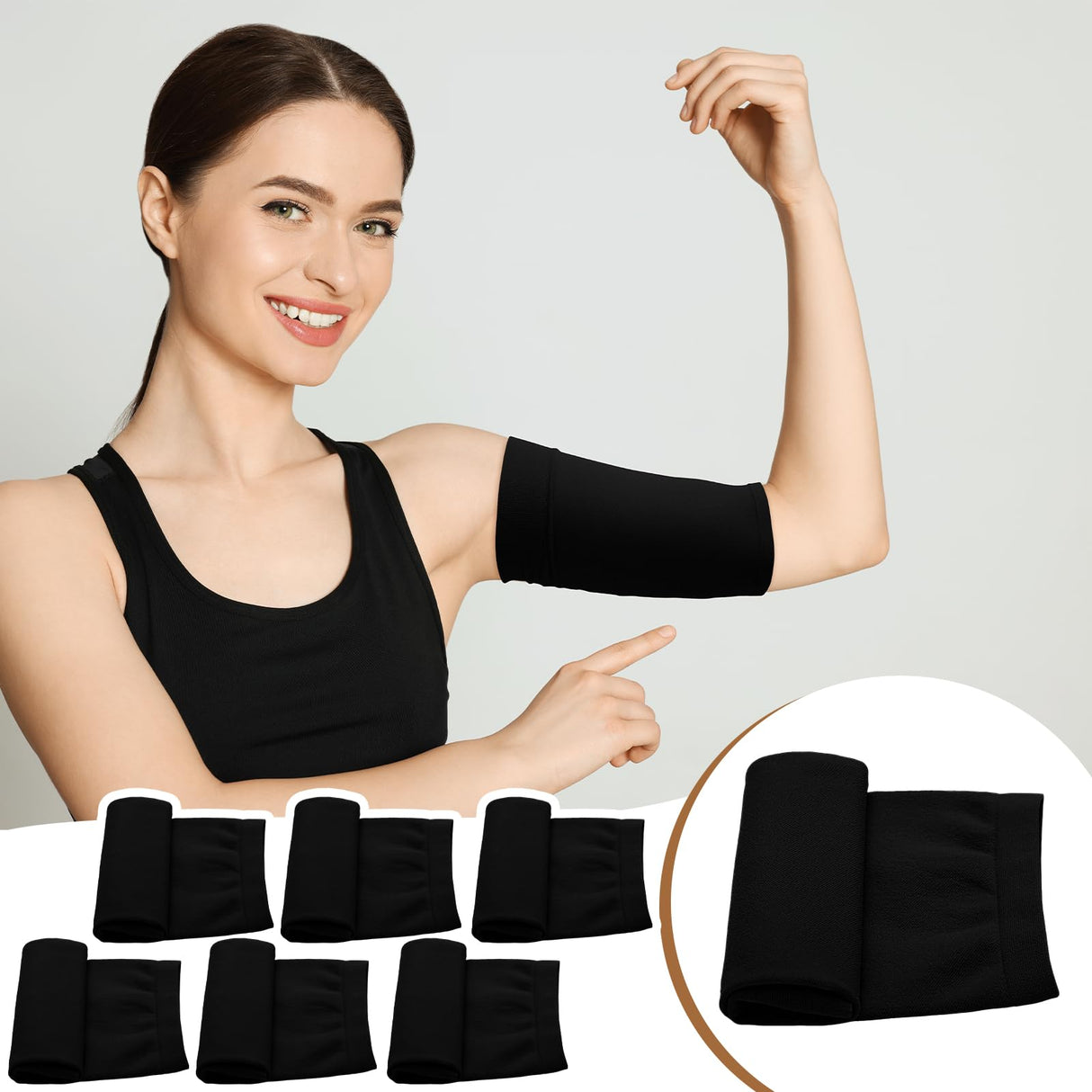 Vinsatin 6 Pcs PICC Line Sleeve Cover PICC Line Shower Cover Fashionable Breathable Upper Arm Sleeves for Women Men(Large,Black)