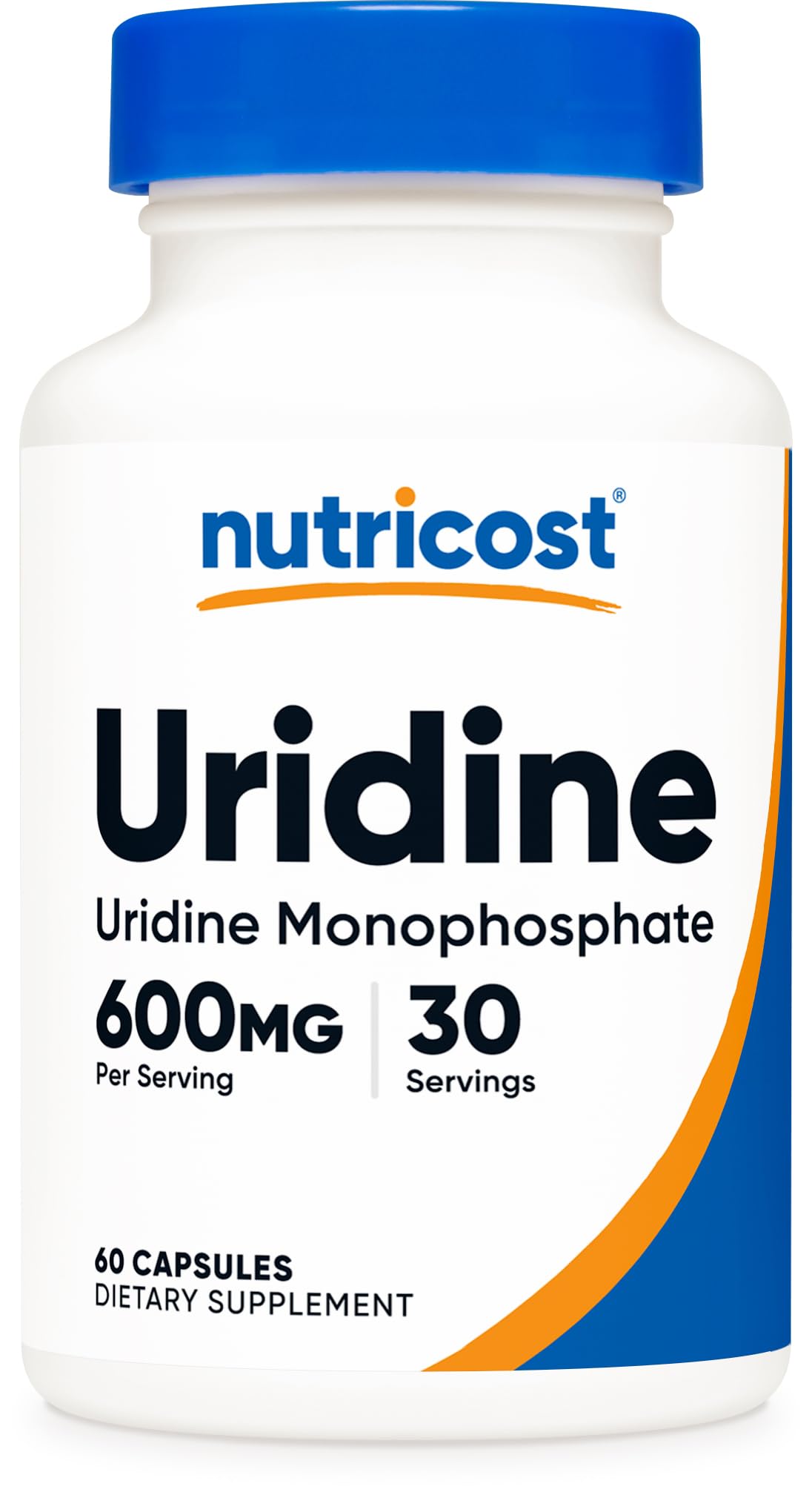 Nutricost Uridine Monophosphate 60 Capsules, 600 mg per Serving - Vegan, 30 Servings