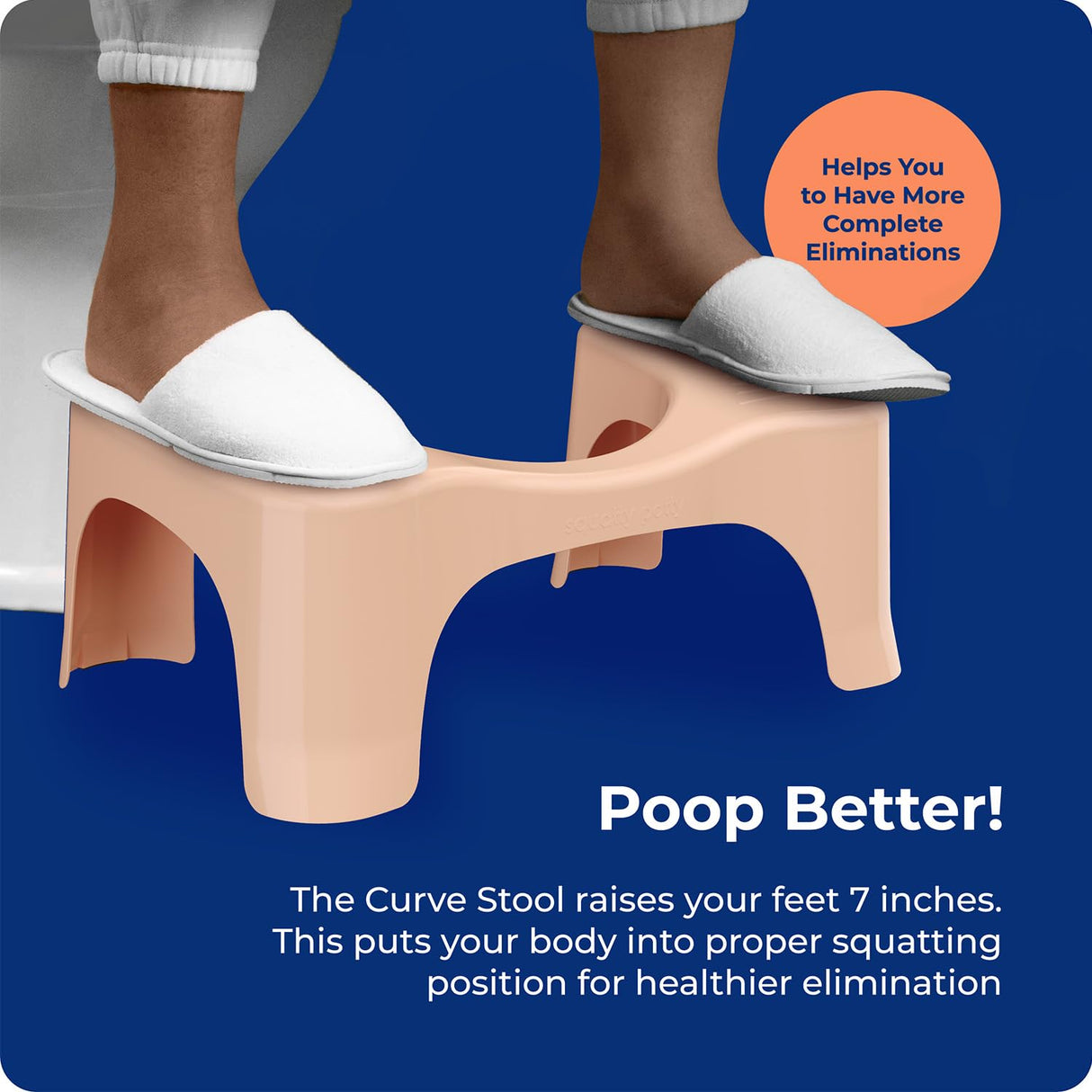 Squatty Potty Simple Bathroom Toilet Stool, Peach 7", Ergonomic Stool – Posture-Enhancing Bathroom Footrest for Improved Digestion & Constipation Relief