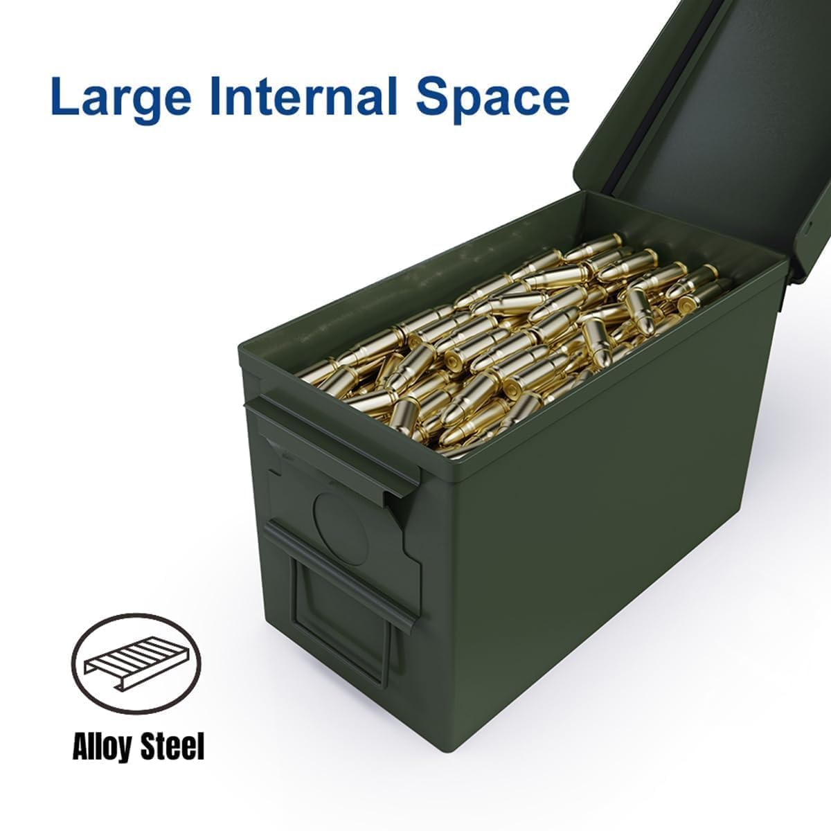 PATRON 50 Cal Ammo Can Metal 9mm Ammo Box Storage Crate Case for Shotgun Bullet Rifle Nerf Ammunition Waterproof Case-Gard Organizer Christmas Gifts for Men,Gift Boxes for Dad Husband Father (Green)