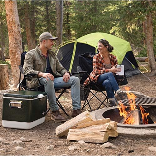 Coleman Portable Quad Camp Chair with 4-Can Cooler, Cushioned Seat & Back with Side Pockets & Cup Holder, Carry Bag Included