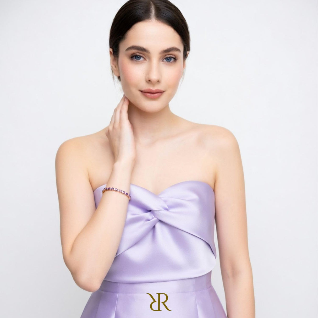RIZILIA Purple Amethyst Tennis Bracelet for Women - 25 Stone 6.25 CTTW, 4mm Round Cut CZ, 14K Yellow Gold Plated Eternity Chain, February Birthstone Gift, 7 Inch