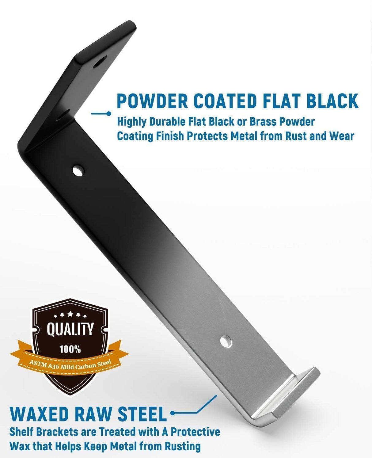 LEOPO Shelf Brackets 12 inch, 1/5 inch Thick 6-Pack Heavy Duty Industrial Bracket for DIY Floating Shelf Support, Black Coated Wall Shelf Bracket 11.25” x 6” x 1.5”