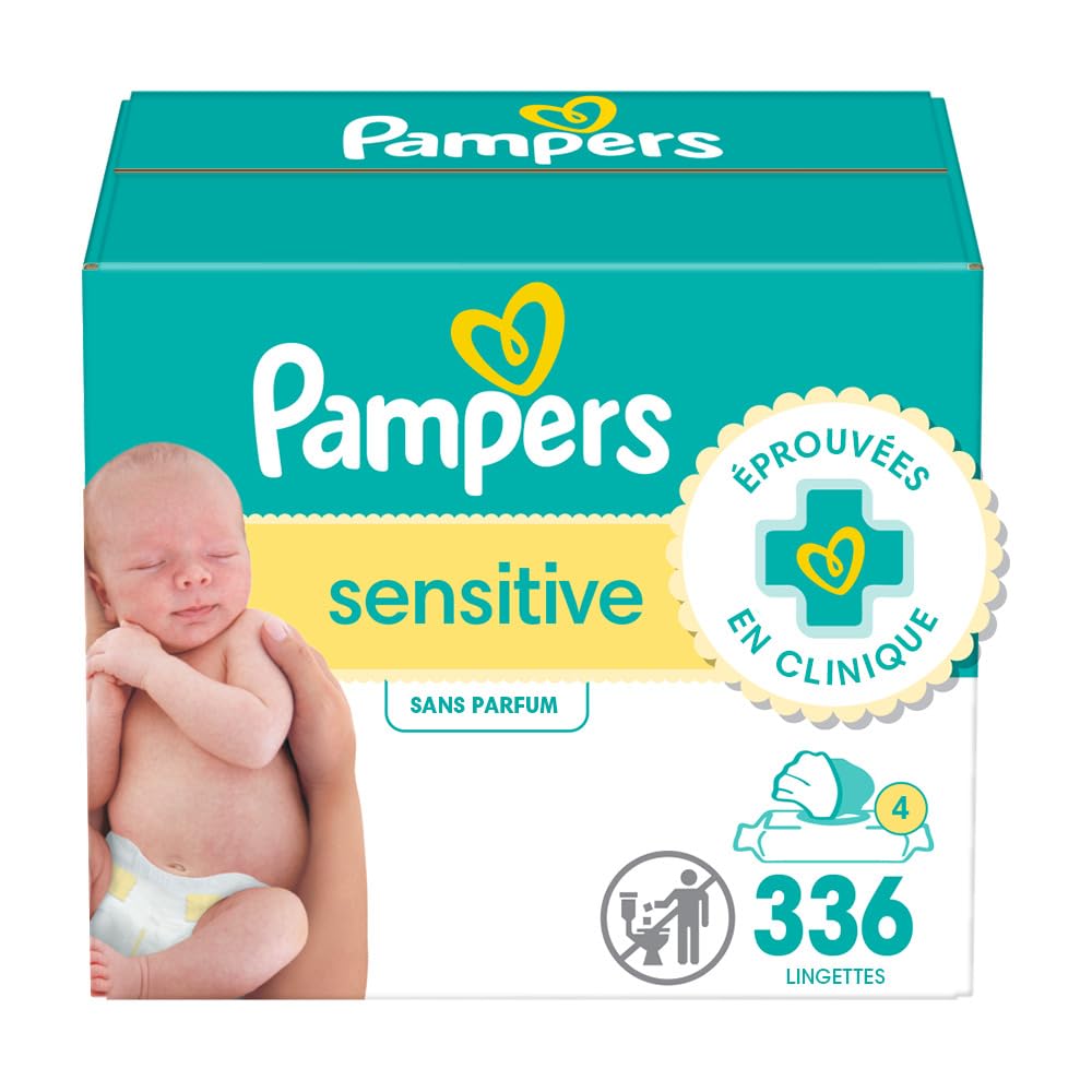 Pampers Baby Wipes, Sensitive, Water Based Wipe, Clinically Proven, Hypoallergenic, and Unscented for Babies, 1008 Wipes Total (12 Flip-Top Packs)